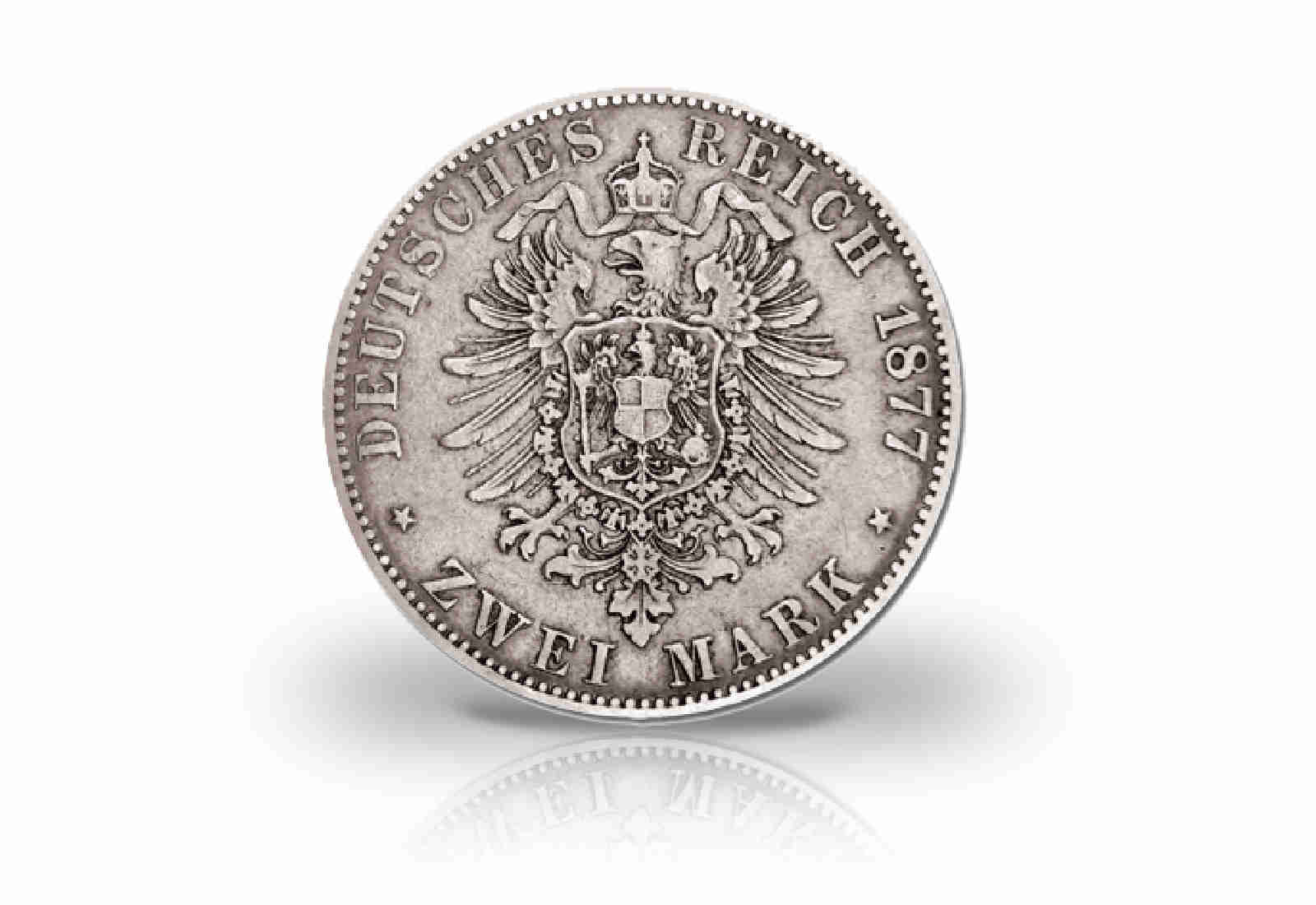 2 Mark 1876-1884 Deutsches Kaiserreich Preußen Wilhelm I. Jaeger-Nr. 96