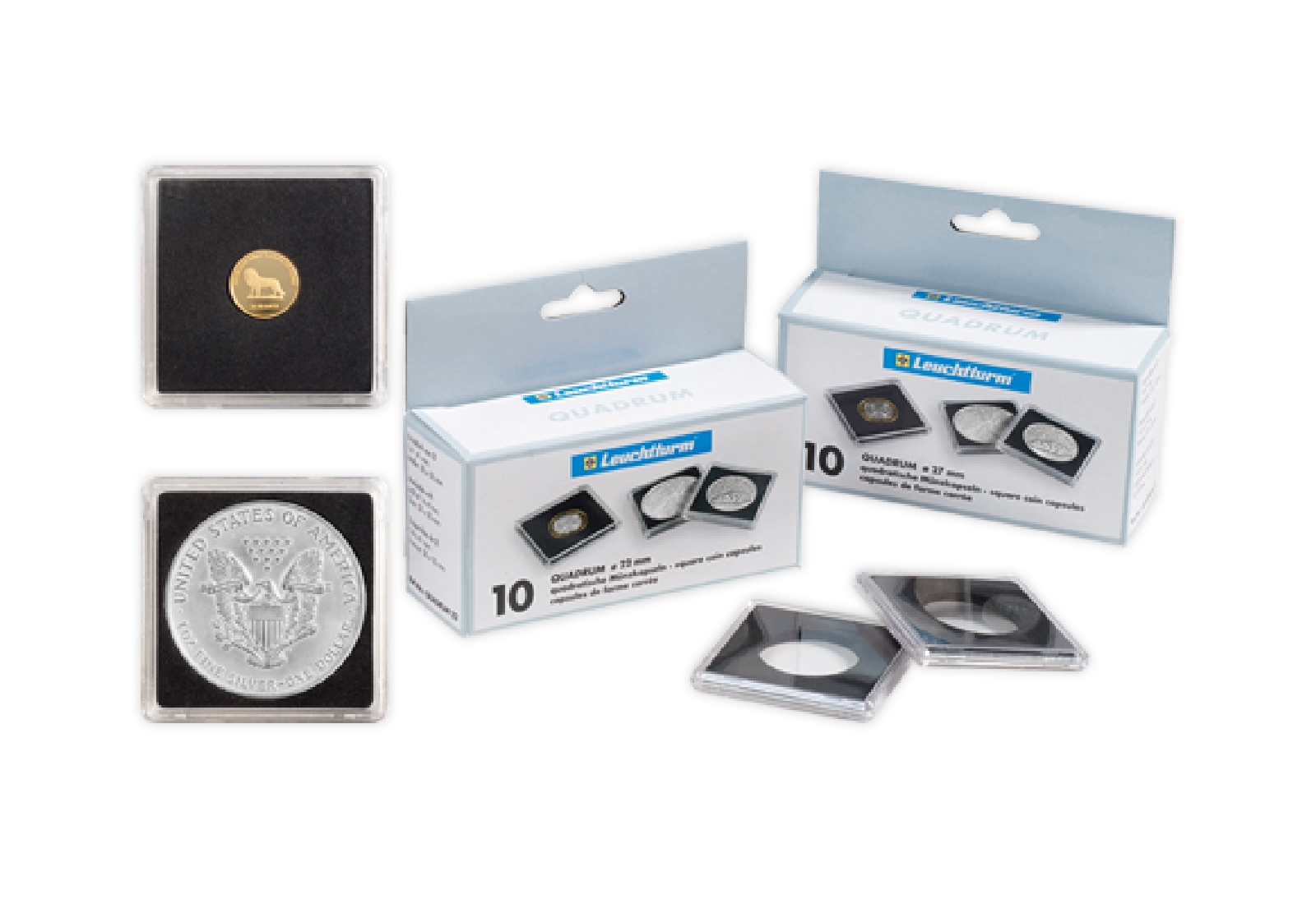 [24 mm] Leuchtturm Quadrum-Münzkapseln im 10er Pack