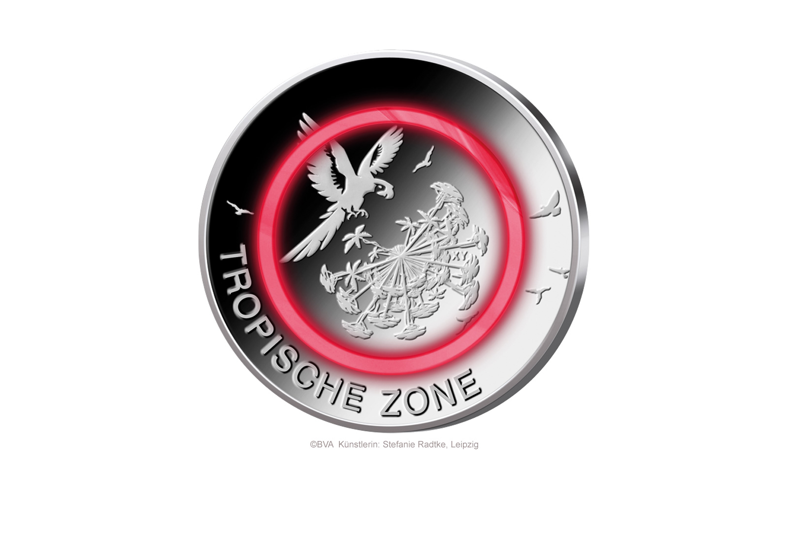 5 Euro 2017 Deutschland Tropische Zone mit rotem Polymerring st Prägestätte J
