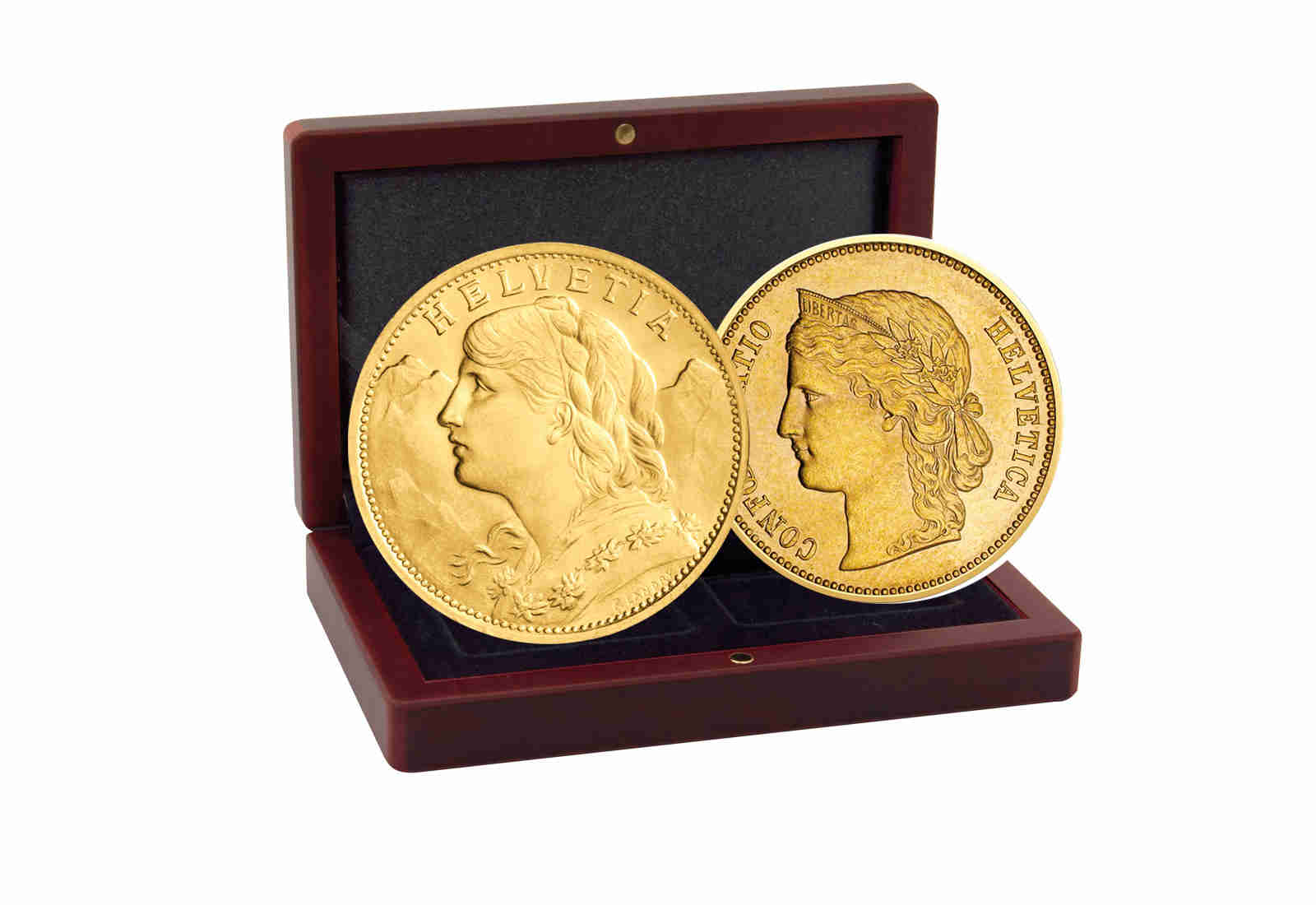 20 Franken Goldmünzen 2er-Spar-Set Schweiz Vreneli und Helvetia im Etui