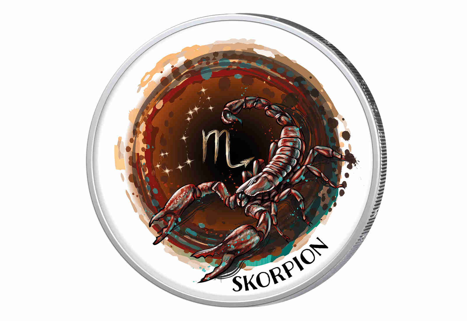 2 Euro mit Farbapplikation Sternzeichen Skorpion
