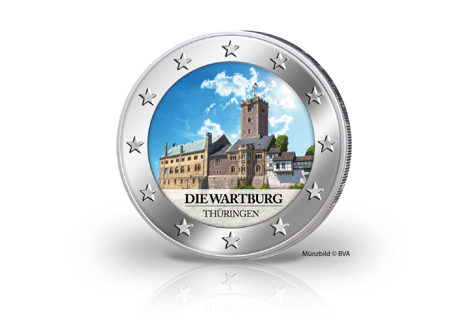 2 Euro 2022 Deutschland Thüringen Wartburg Prägestätte u. Wahl mit Farbmotiv