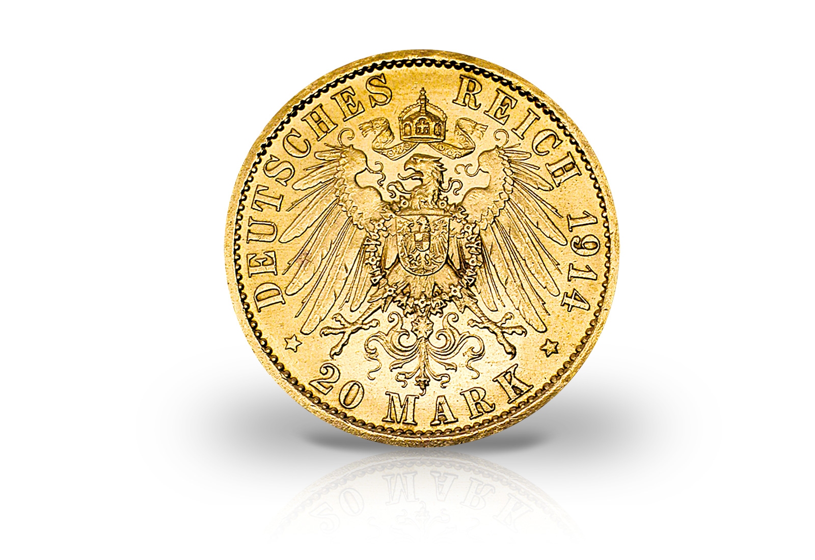 20 Mark Goldmünze 1913-1914 Kaiserreich Preußen Kaiser Wilhelm II. in Uniform Jaeger-Nr. 253