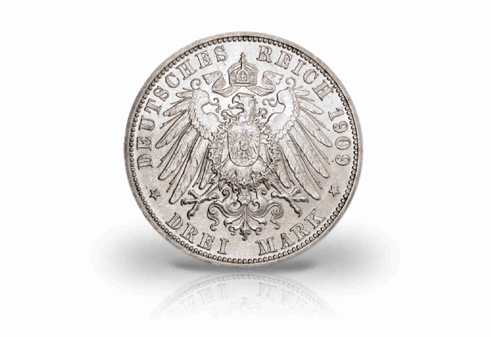 3 Mark 1908-1914 Kaiserreich Wilhelm II. von Württemberg Jaeger-Nr. 175
