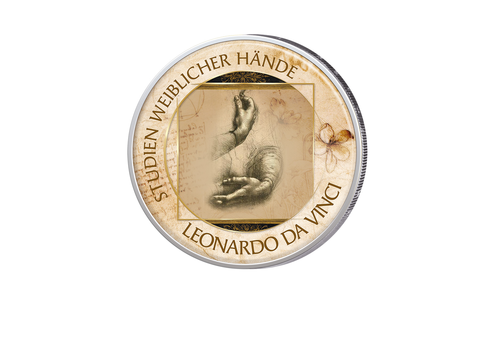 2 Euro mit Farbapplikation Studien weiblicher Hände Serie Kunst I