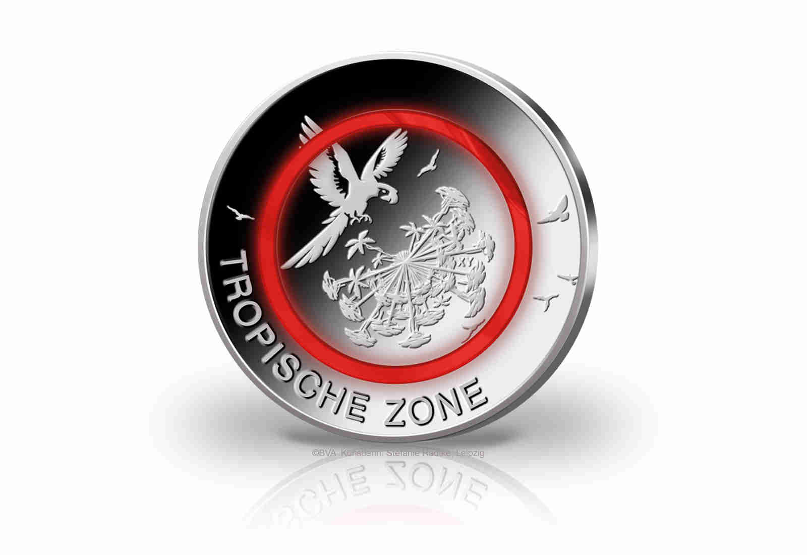 5 Euro 2017 Deutschland Tropische Zone mit rotem Polymerring st Prägestätte F