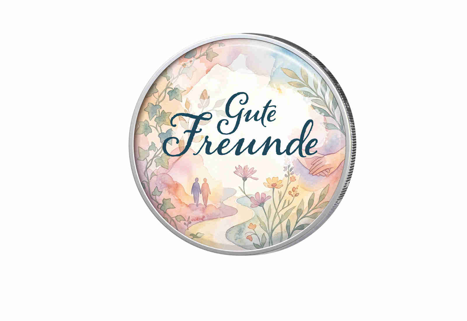 2 Euro mit Farbapplikation Freundschaft