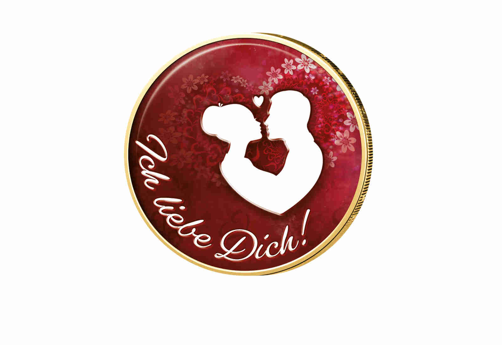2 Euro mit Farbmotiv Ich liebe Dich Valentinstag