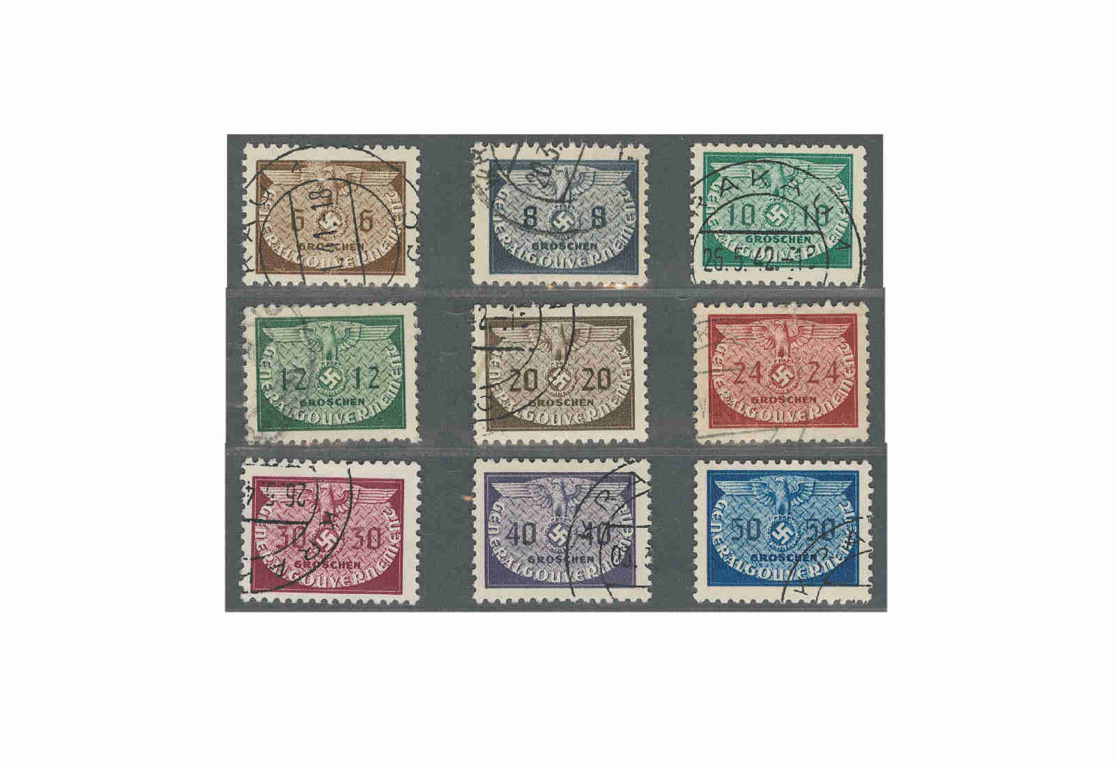 Generalgouvernement Dienstmarken 1940 Michel Nr. 16/24 gestempelt