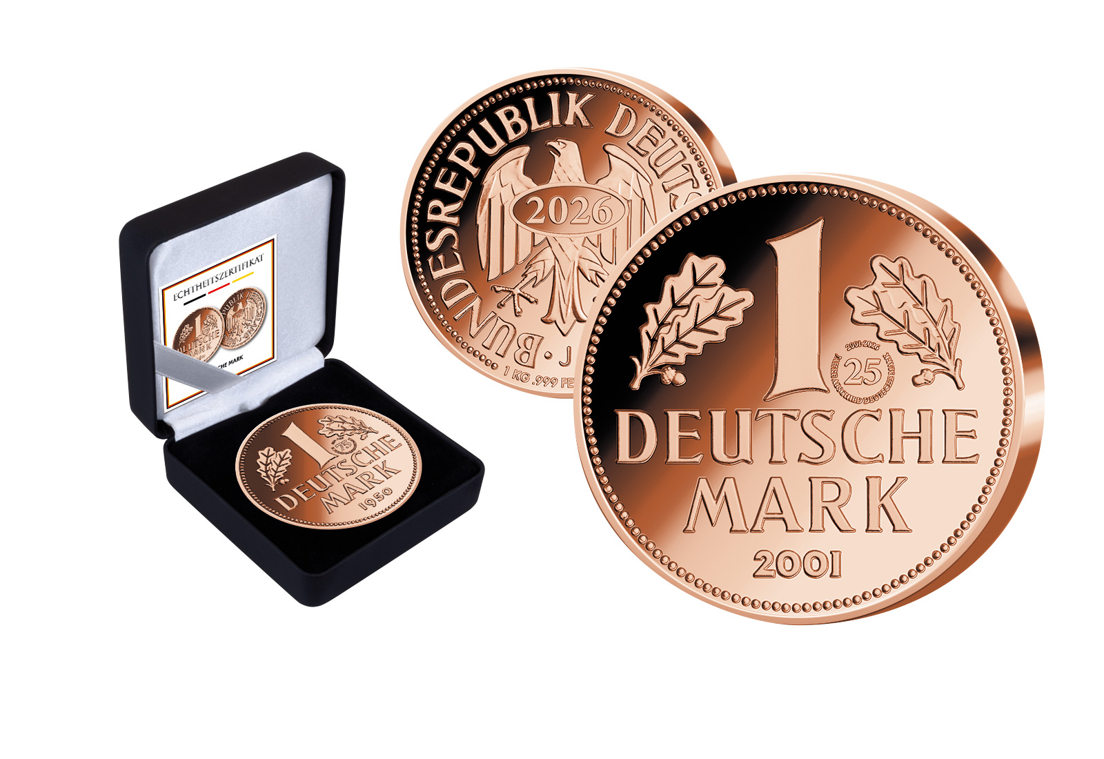 1 Deutsche Mark 2001 mit Privy Mark 25 Jahre Abschied - XXL Neuprägung