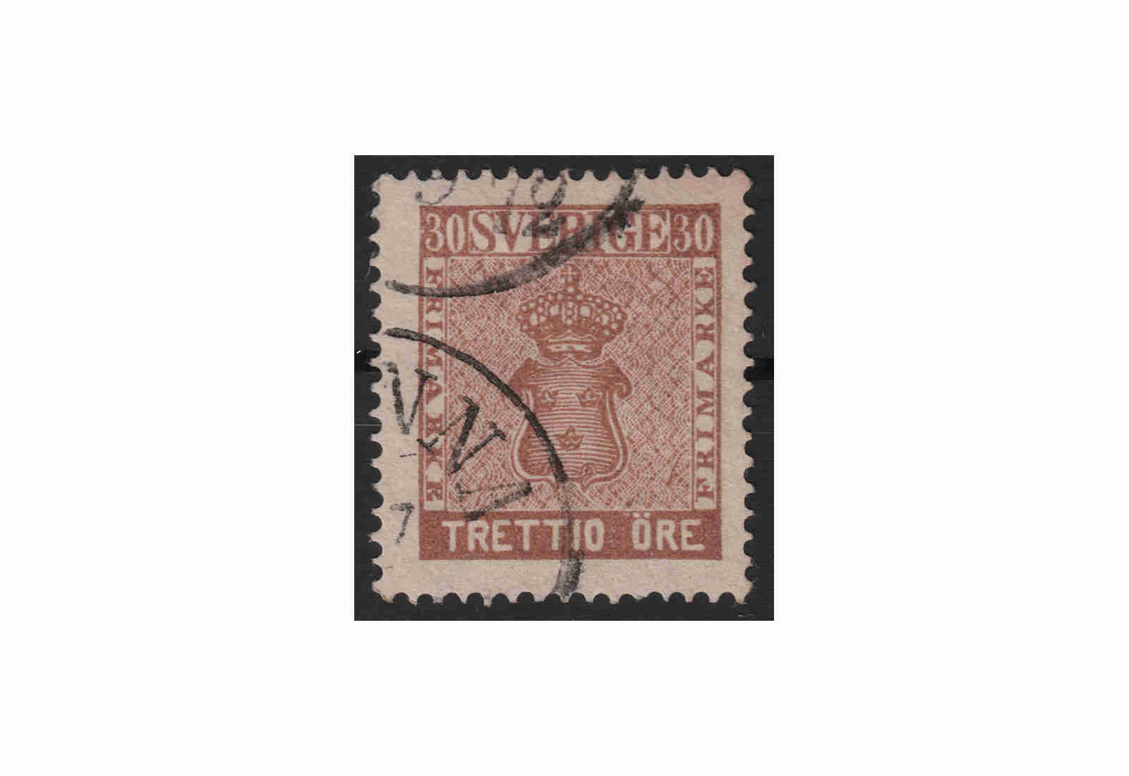 Schweden Freimarke: Reichswappen 1858 SWE Michel Nr. 11 a gestempelt