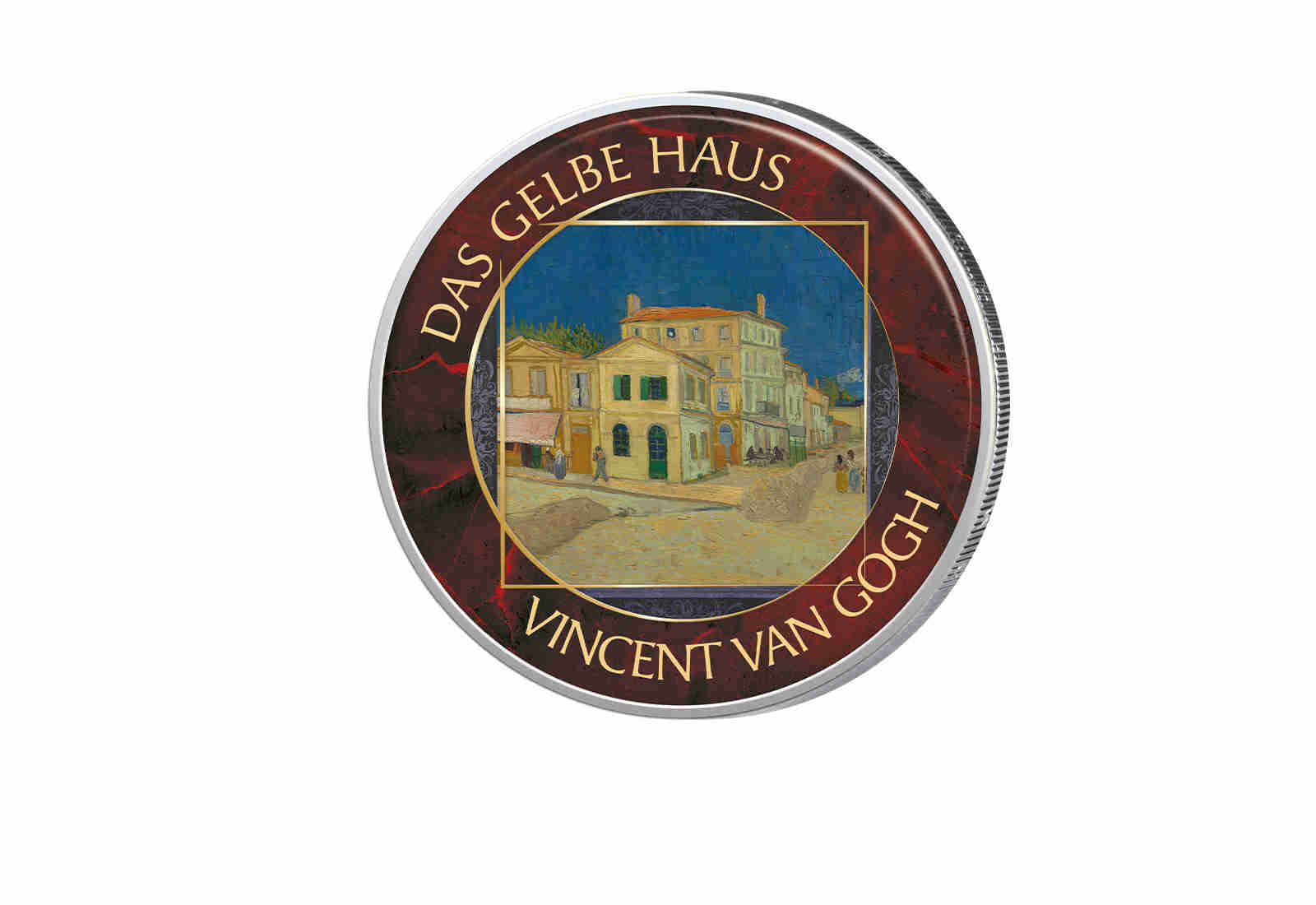 2 Euro mit Farbapplikation Das gelbe Haus Van Gogh