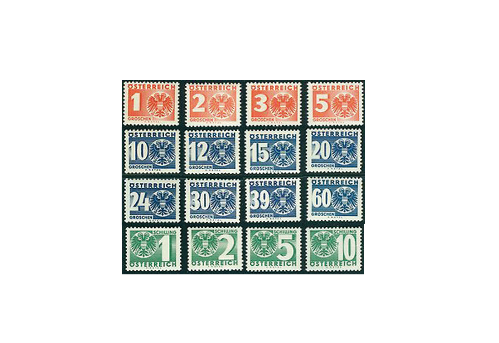 Österreich Portomarken Ausgabe 1935 Michel Nr. 159/74 postfrisch