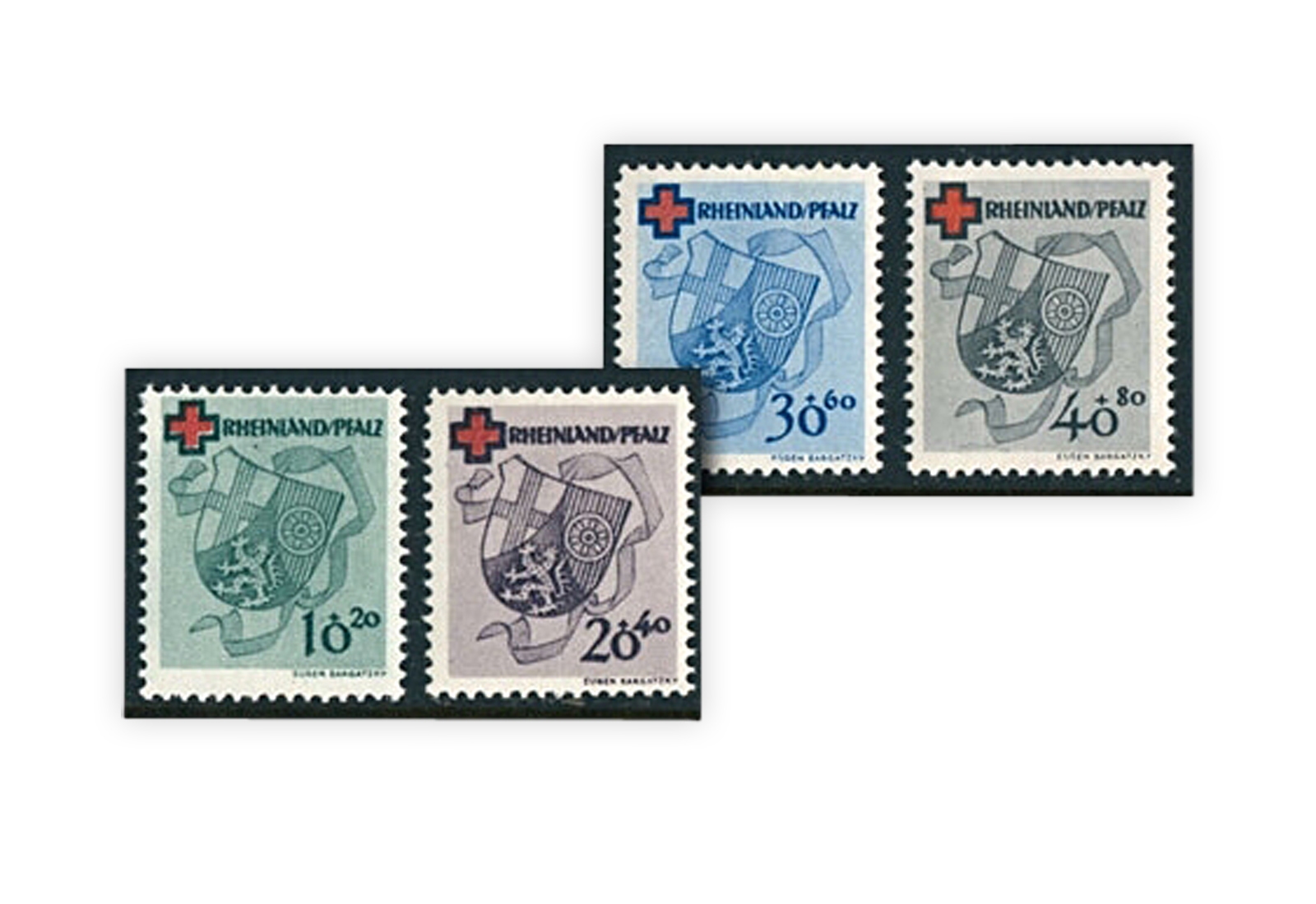 Französische Zone Rheinland-Pfalz Mi.Nr. 42/45 A gestempelt geprüft