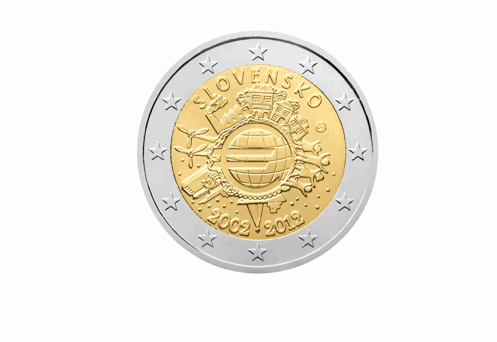 2 Euro 2012 Slowakei Gemeinschaftsausgabe 10 Jahre Bargeld bfr