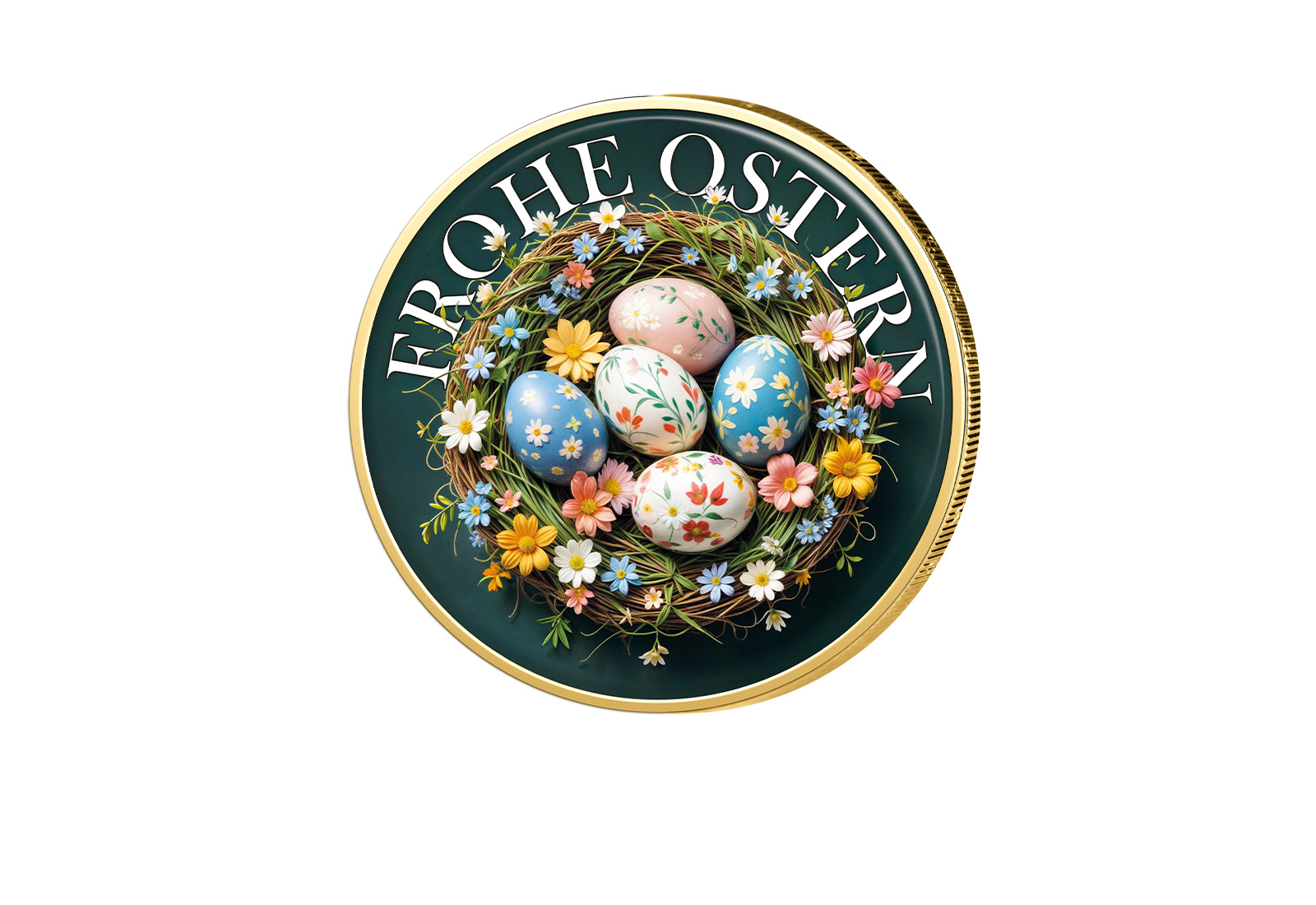 2 Euro vergoldet Farbmotiv Ostern