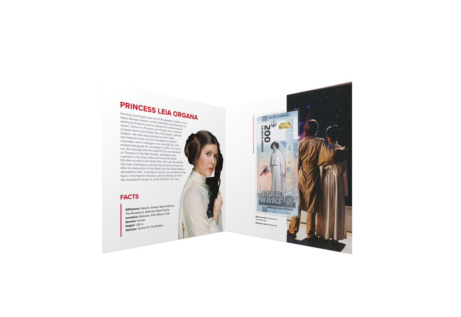 Souvenir 200 Galactic Credit Princess Leia in Klappkarte Star Wars Serie