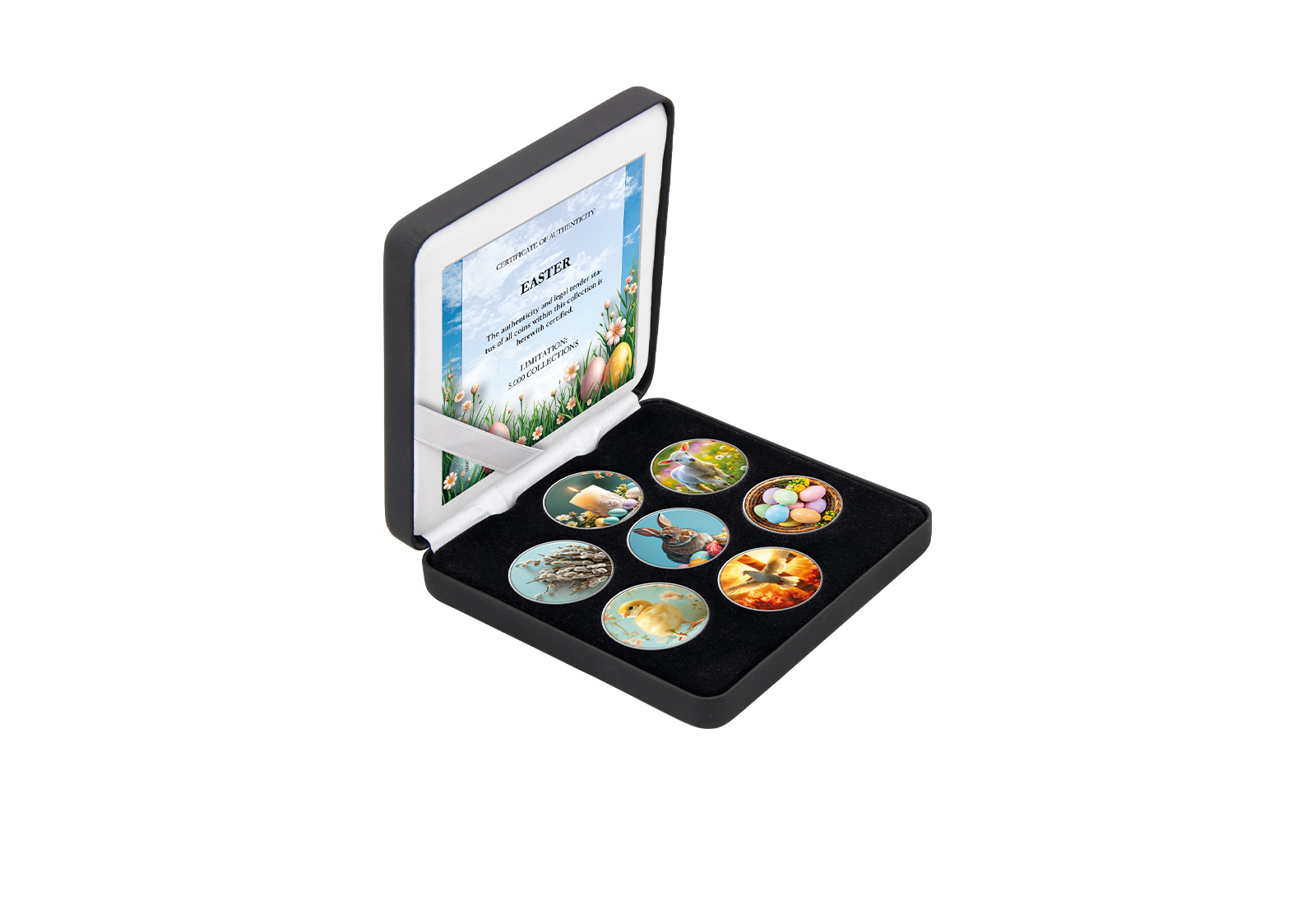 7er Kollektion "Ostermünzen mit Farbapplikation"