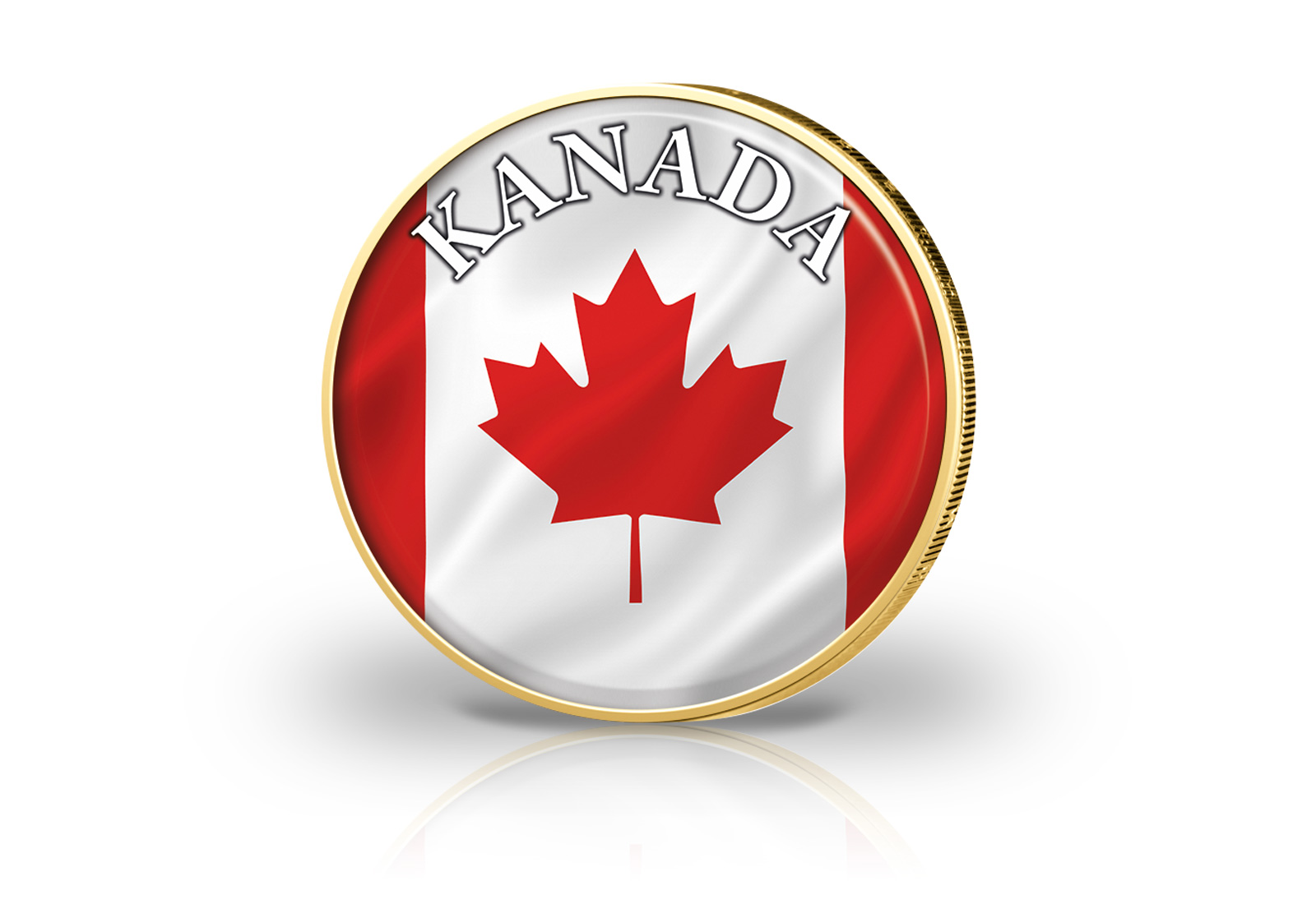 2 Euro vergoldet Kanada Flagge mit Farbapplikation