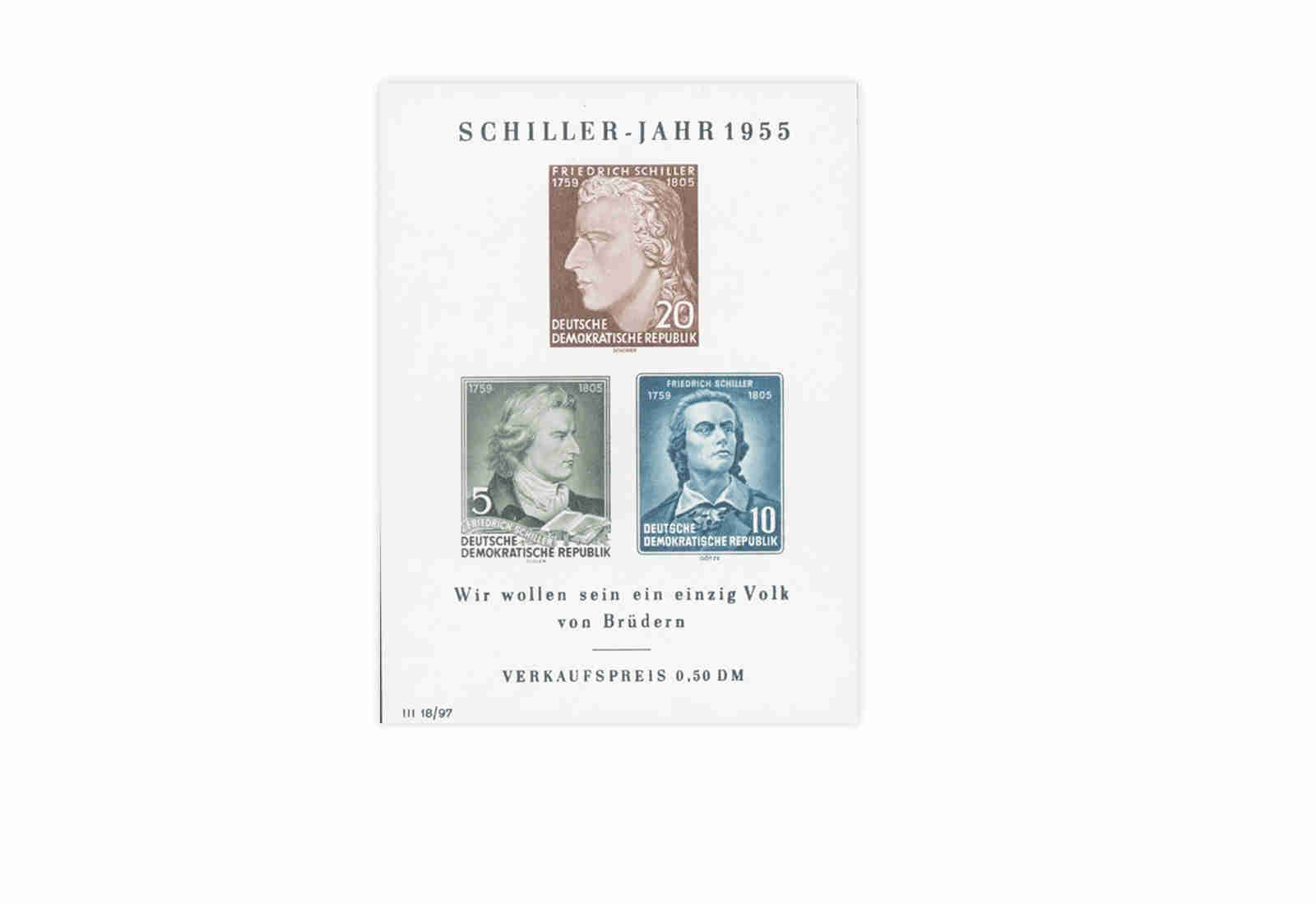 DDR Block 12 postfrisch Schiller Jahr 1955