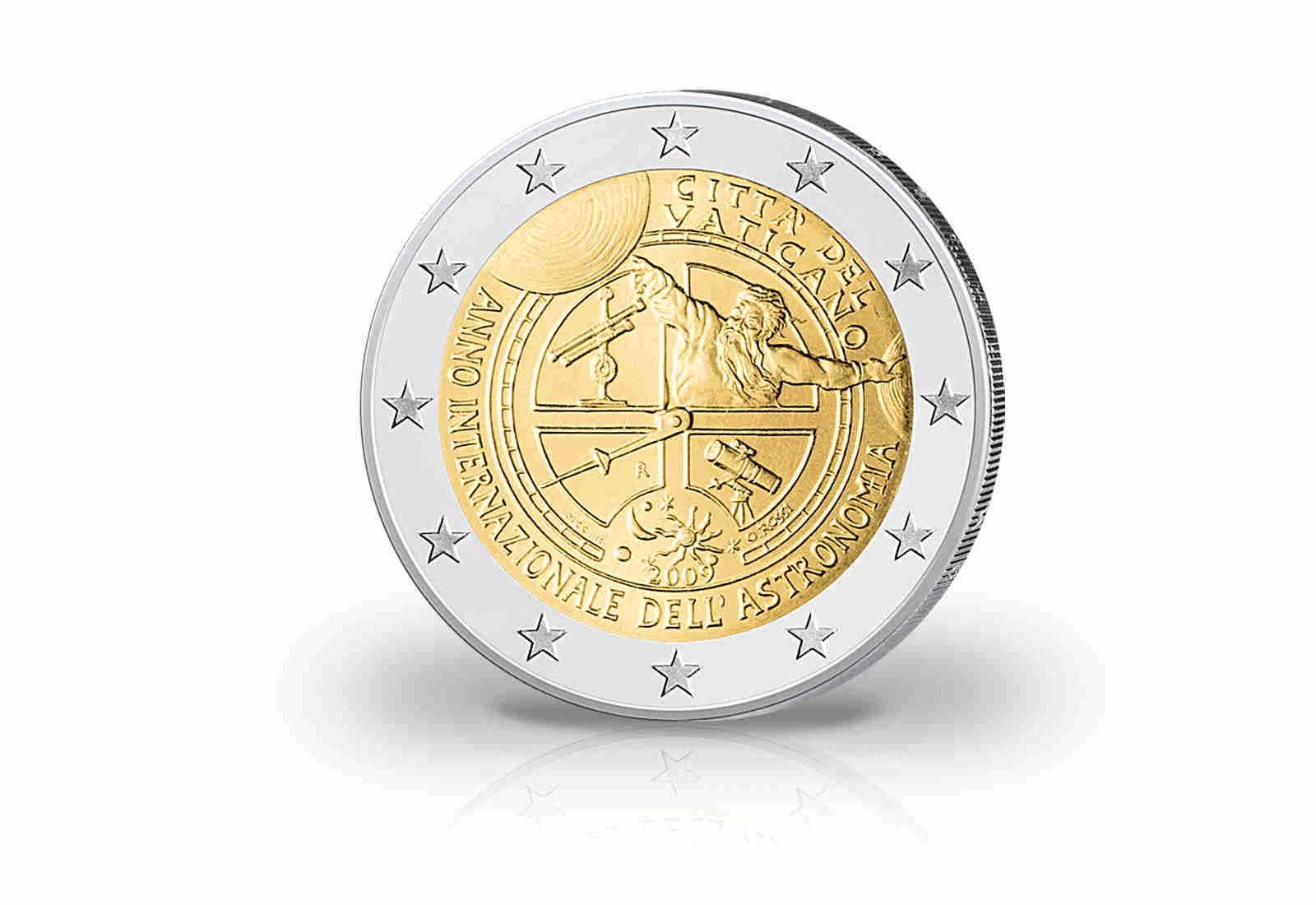 2 Euro 2009 Vatikan Internationales Jahr der Astronomie st mit Blister