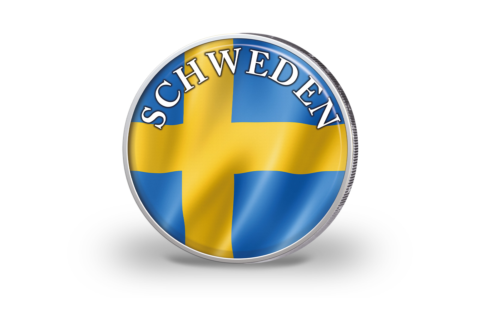 2 Euro vergoldet Schweden Flagge mit Farbmotiv