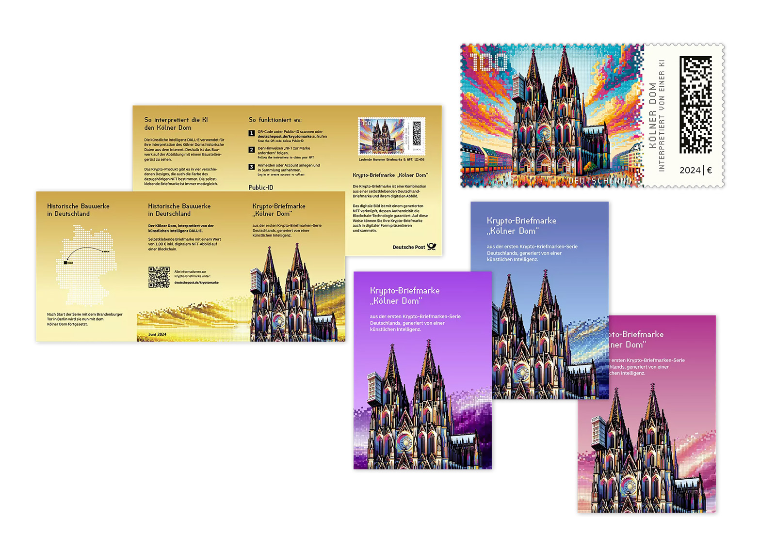 BRD Krypto-Briefmarke Kölner Dom im Originalumschlag **