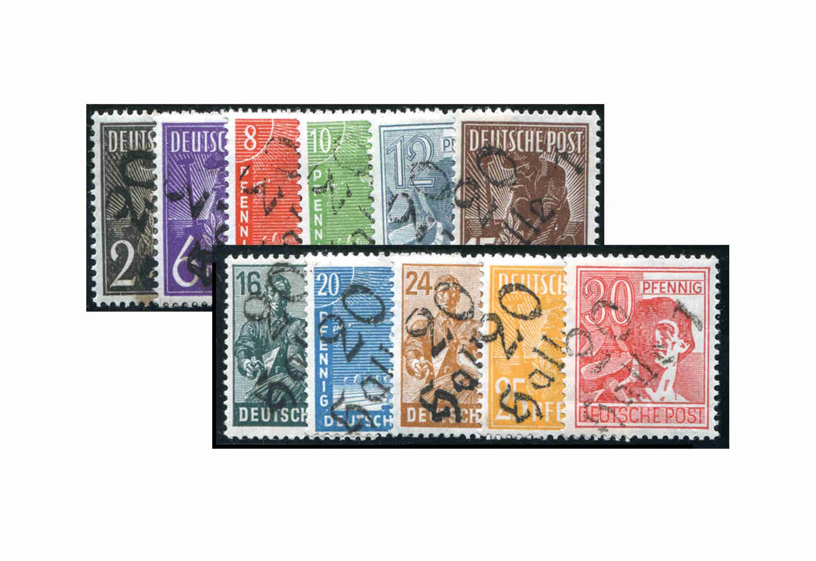 SBZ Bezirkshandstempel 1948 Bezirk 20 Halle 2 Mi.Nr. 166/181 (ohne 179) gestempelt geprüft