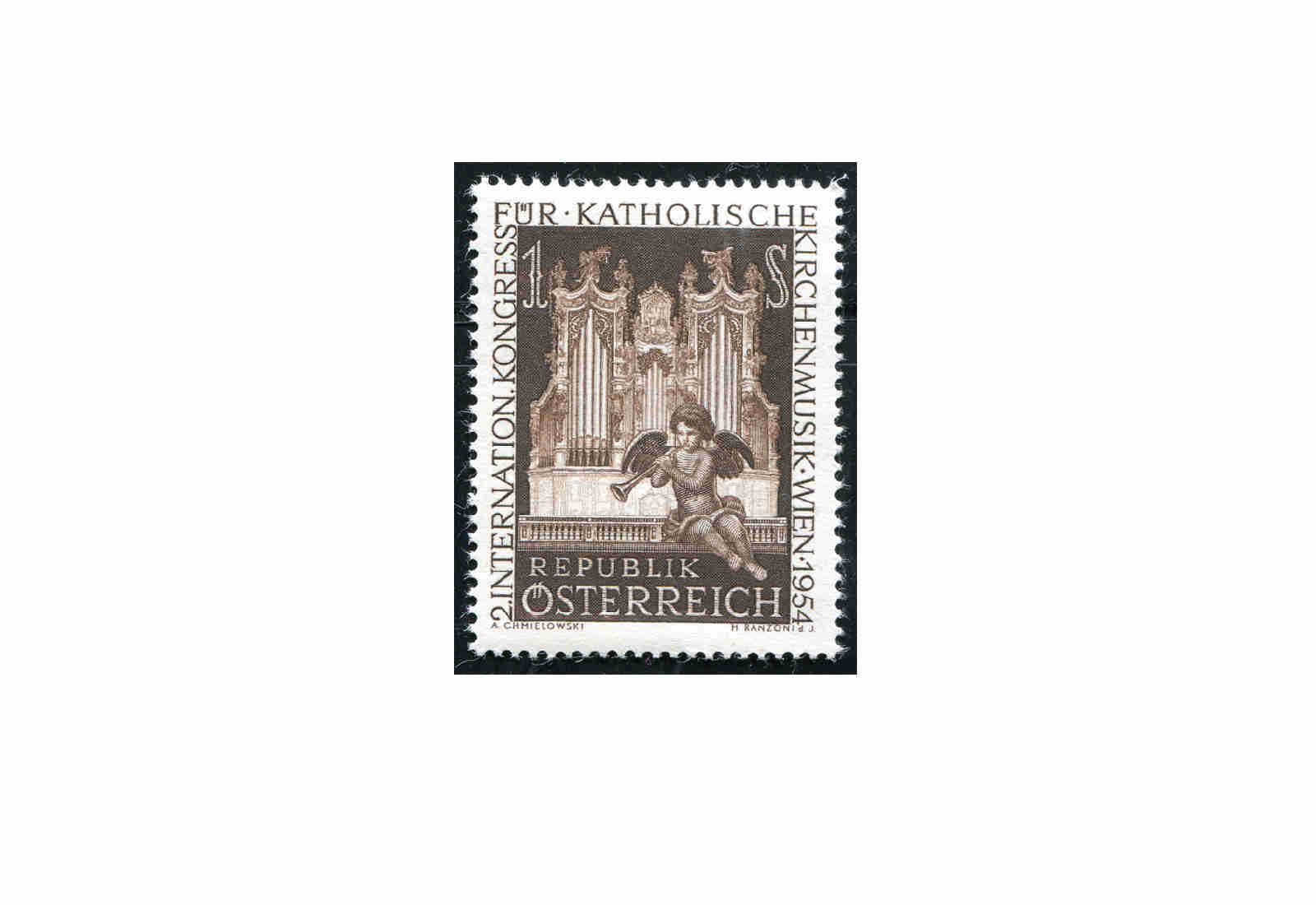 Briefmarken Österreich Einzelausgabe Internationaler Kongreß für katholische Kirchenmusik 1954  Michel-Nr. 1008 postfrisch