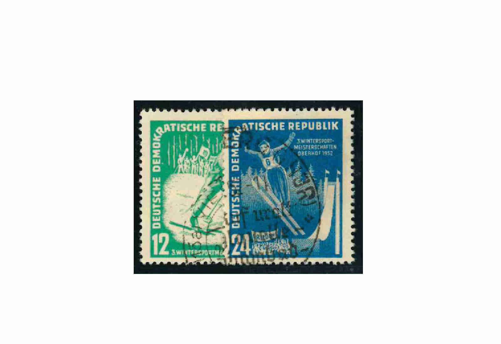 Briefmarken DDR Wintersportmeisterschaften Oberhof 1952 Michel-Nr. 298-299 gestempelt
