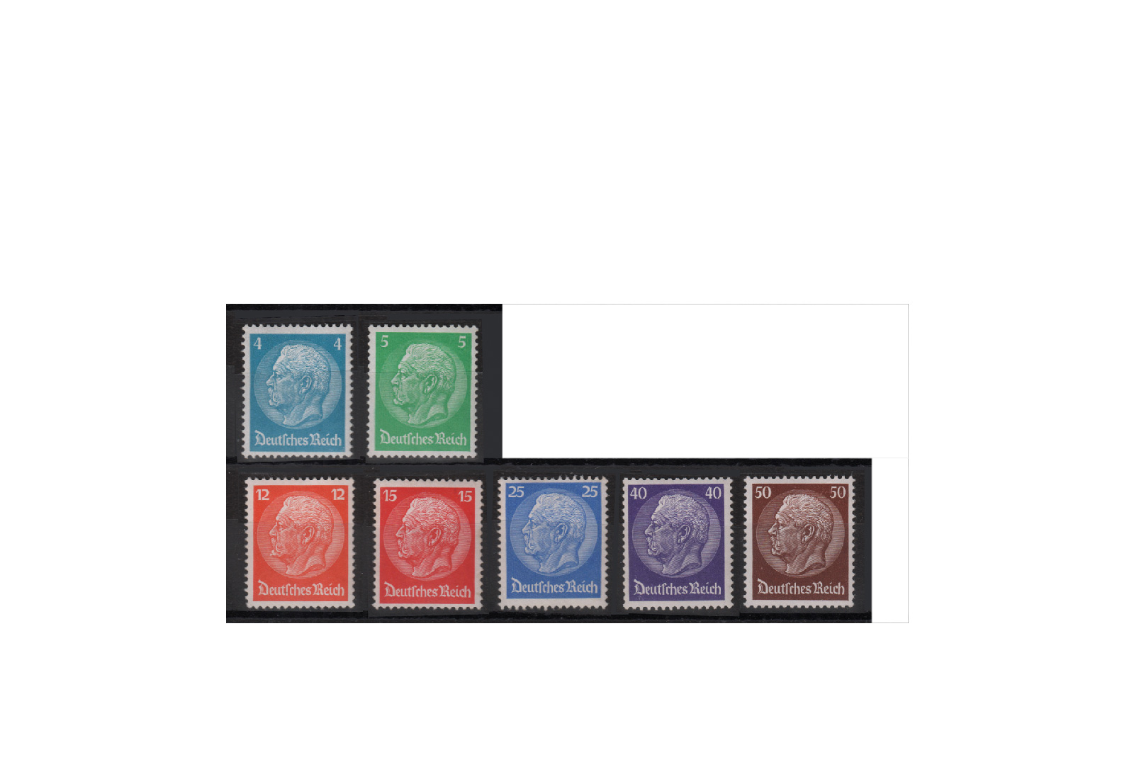 Briefmarken Deutsches Reich Hindenburg-Medaillon I 1932 Michel-Nr. 467/73 mit Falz