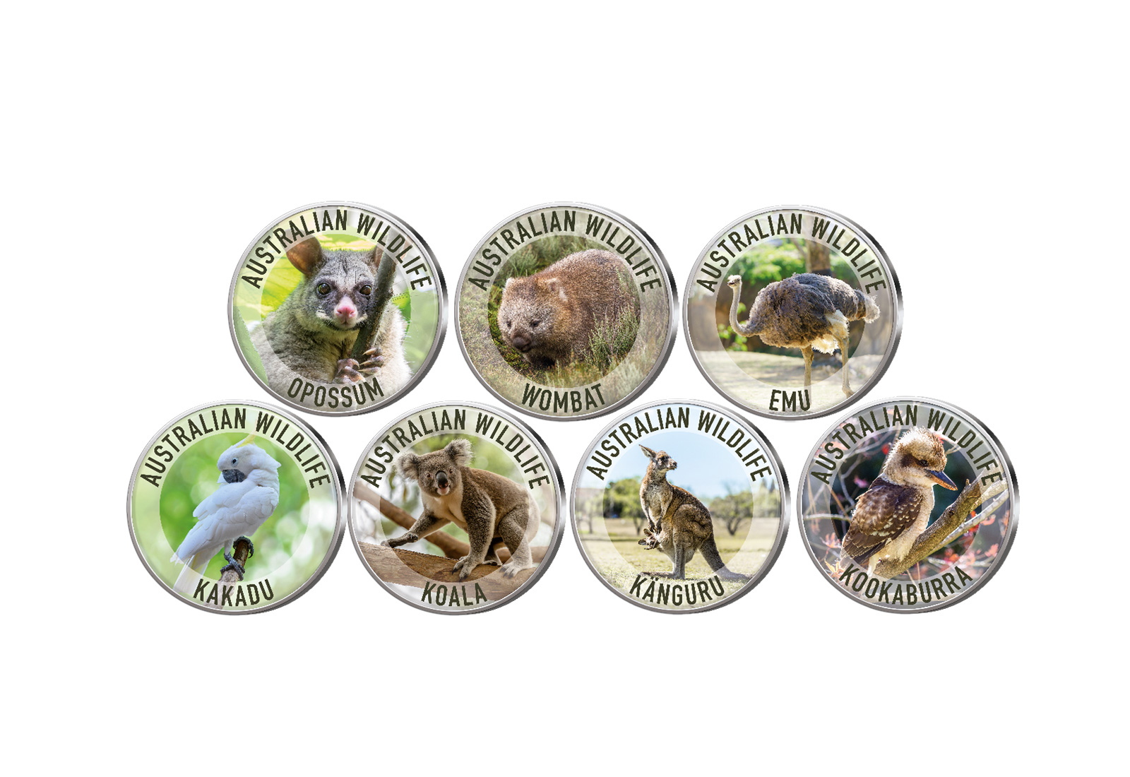 Australian Wildlife 7er Kollektion mit Farbapplikation im Etui inkl. Zertifikat