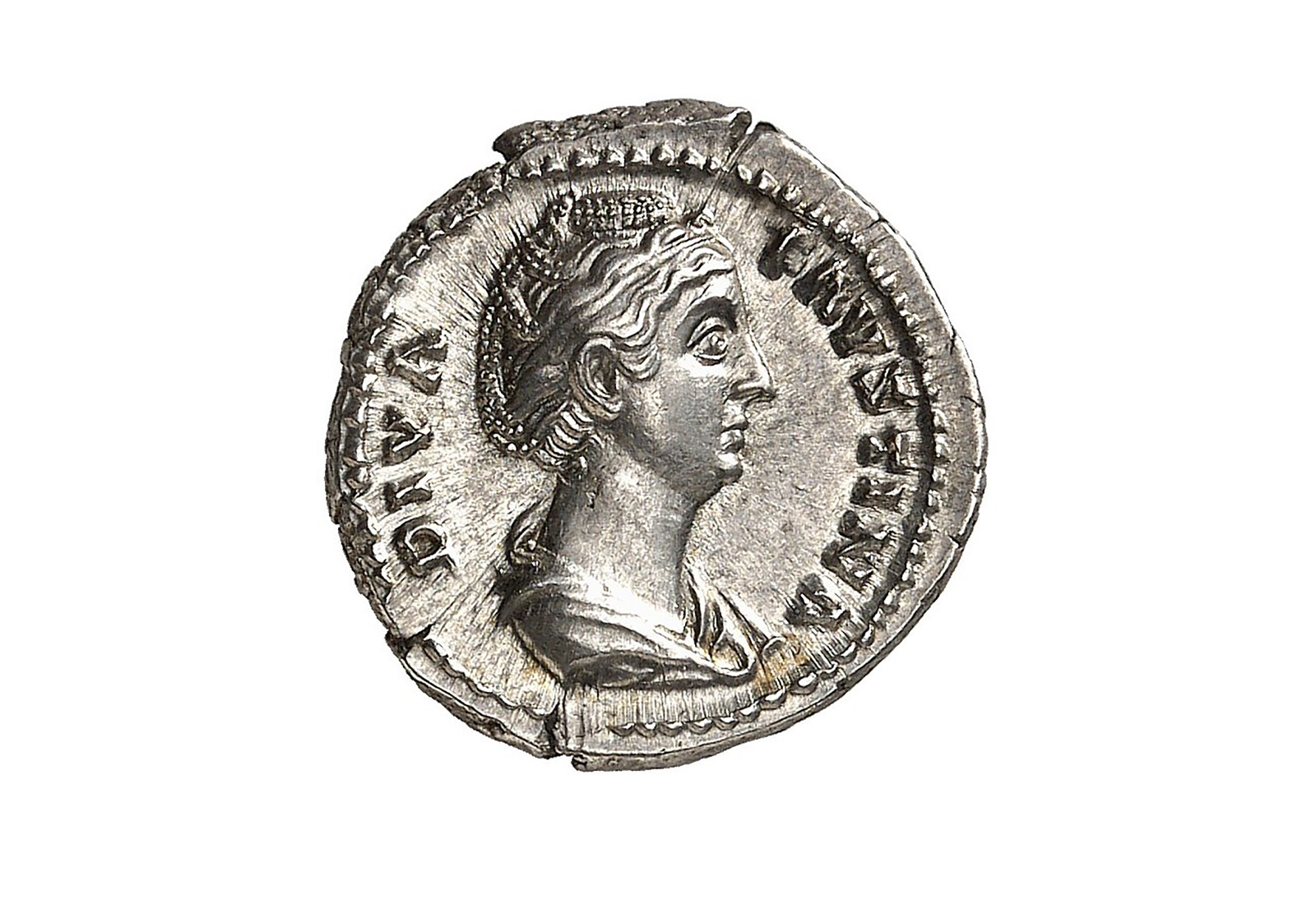 Silbermünze Römisch Antik 138 - 161 n. Chr. Diva-Favstina im Etui inkl Zertifikat