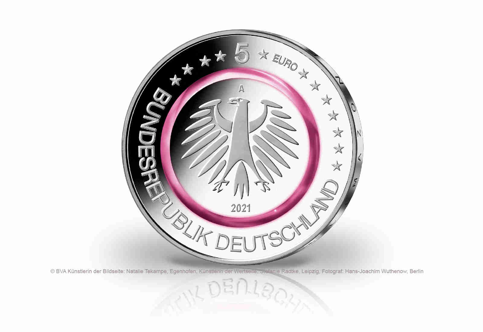  5 Euro 2021 Deutschland Polare Zone mit Polymerring st Prägestätte F