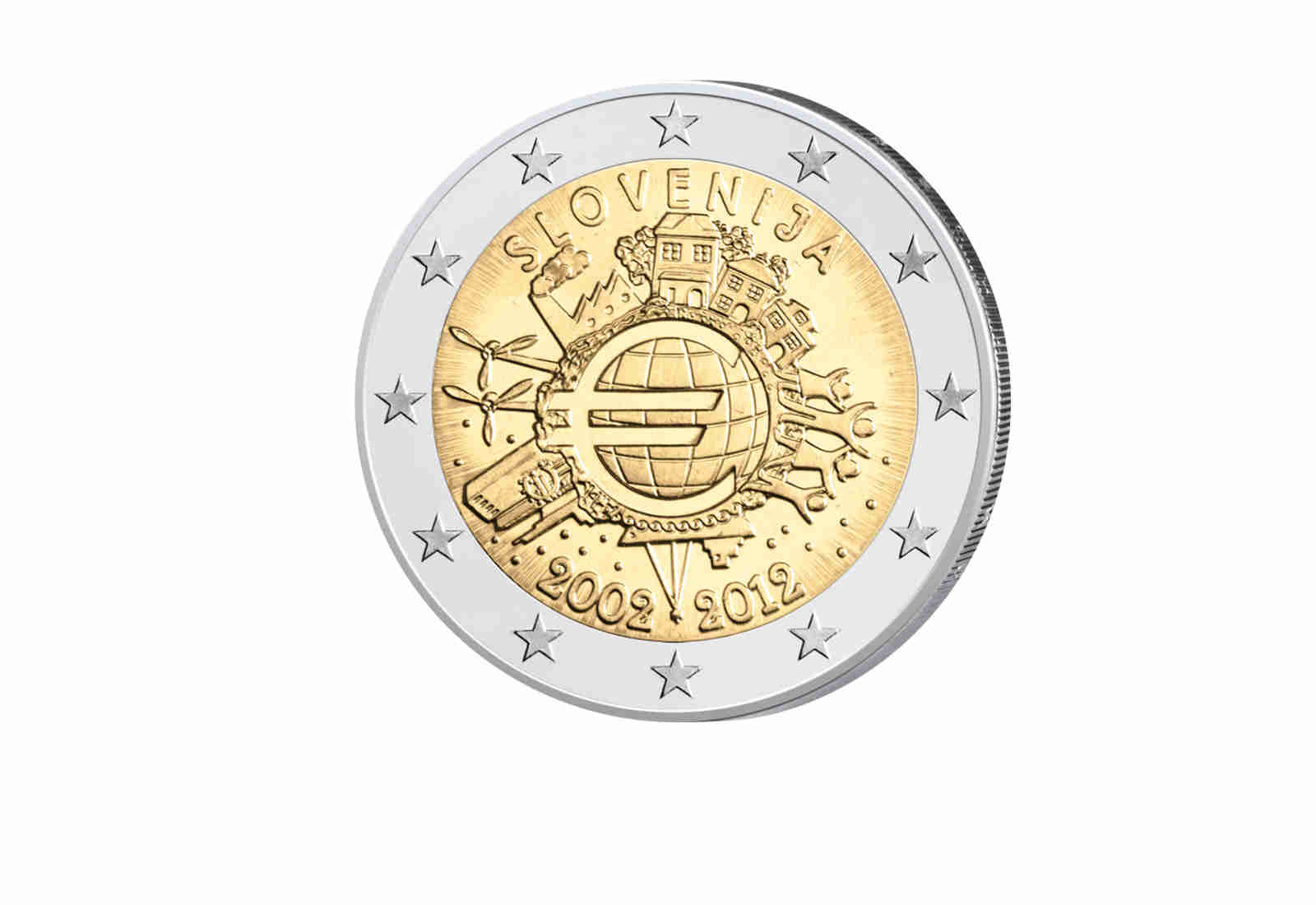 2 Euro 2012 Slowenien 10 Jahre Bargeld Gemeinschaftsausgabe bfr.