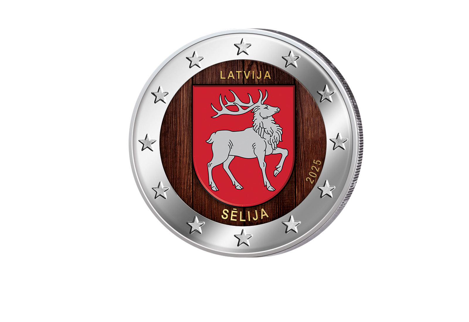2 Euro 2025 Lettland Selija mit Farbapplikation