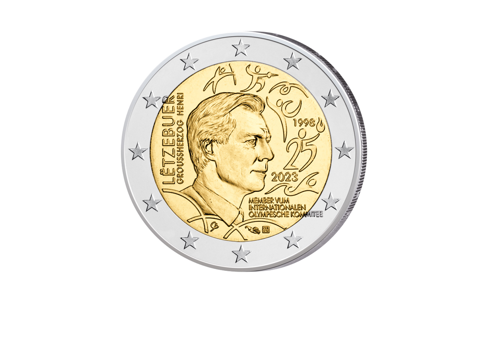 2 Euro 2023 Luxemburg 25 J. Mitgliedschaft von Ghzg. Henri als Mitglied des IOC