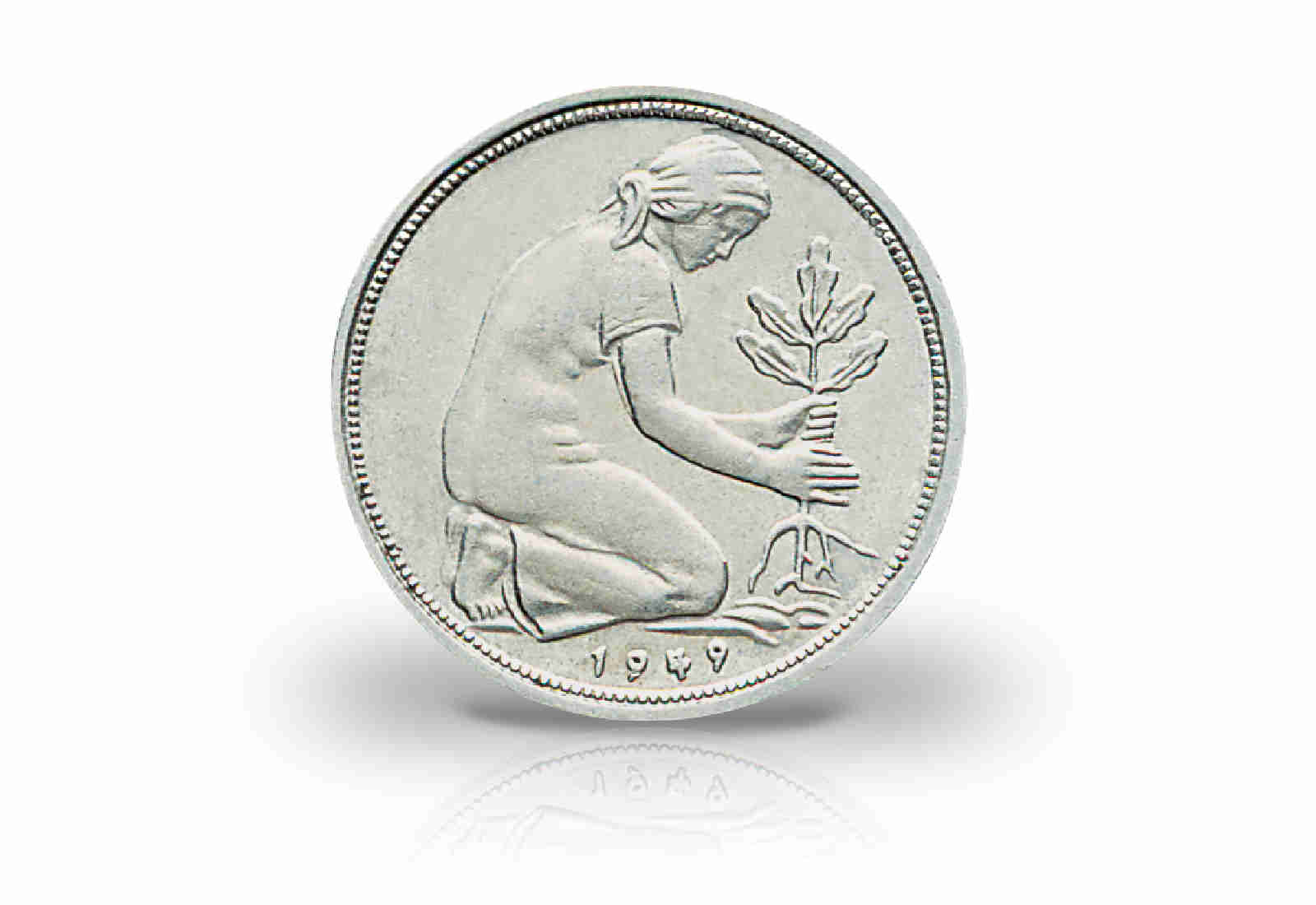 50 Pfennig 1949 BRD Bank deutscher Länder Prägestätte D-J Jaeger-Nr. 379