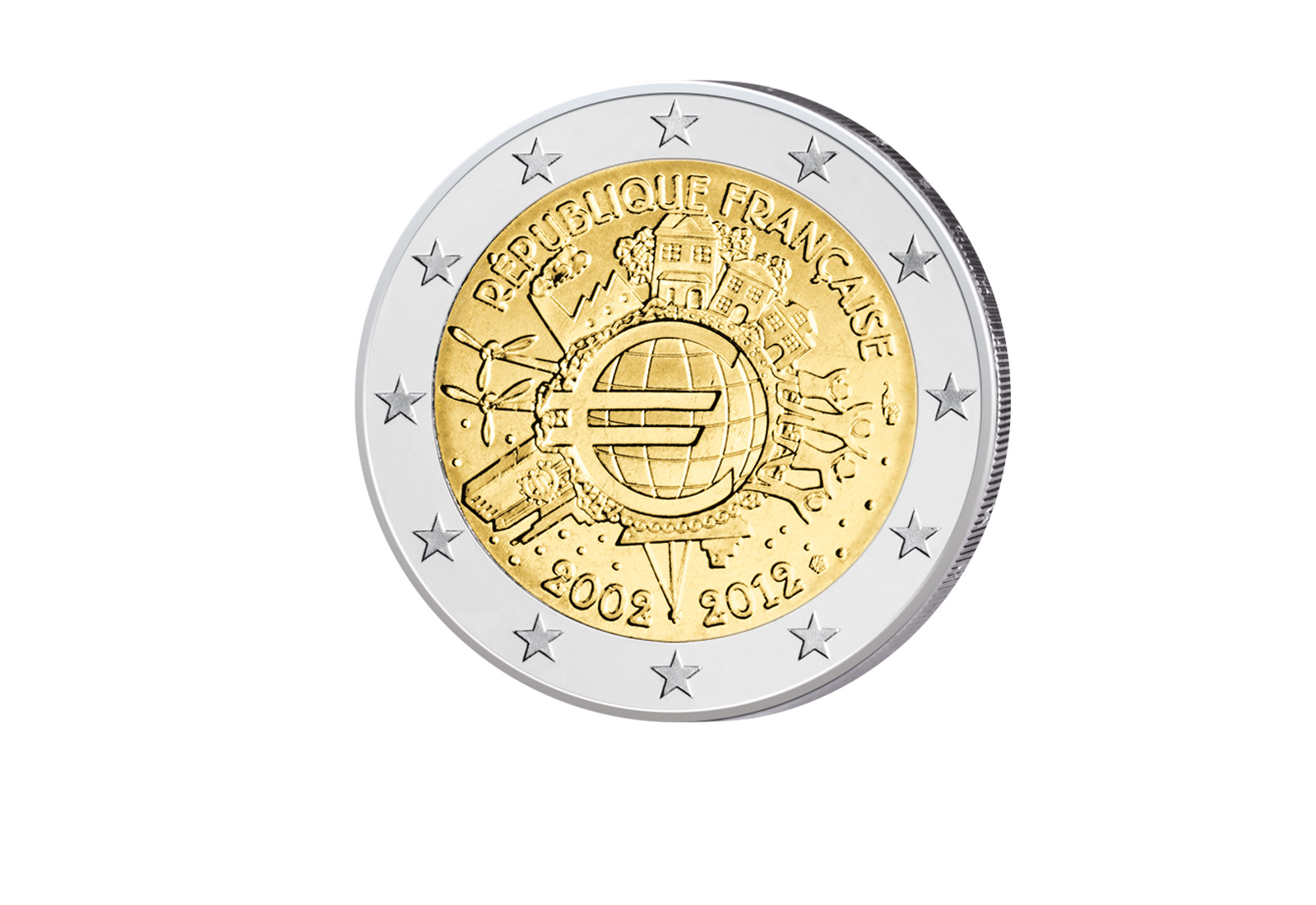 2 Euro 2012 Frankreich 10 Jahre Bargeld Gemeinschaftsausgabe