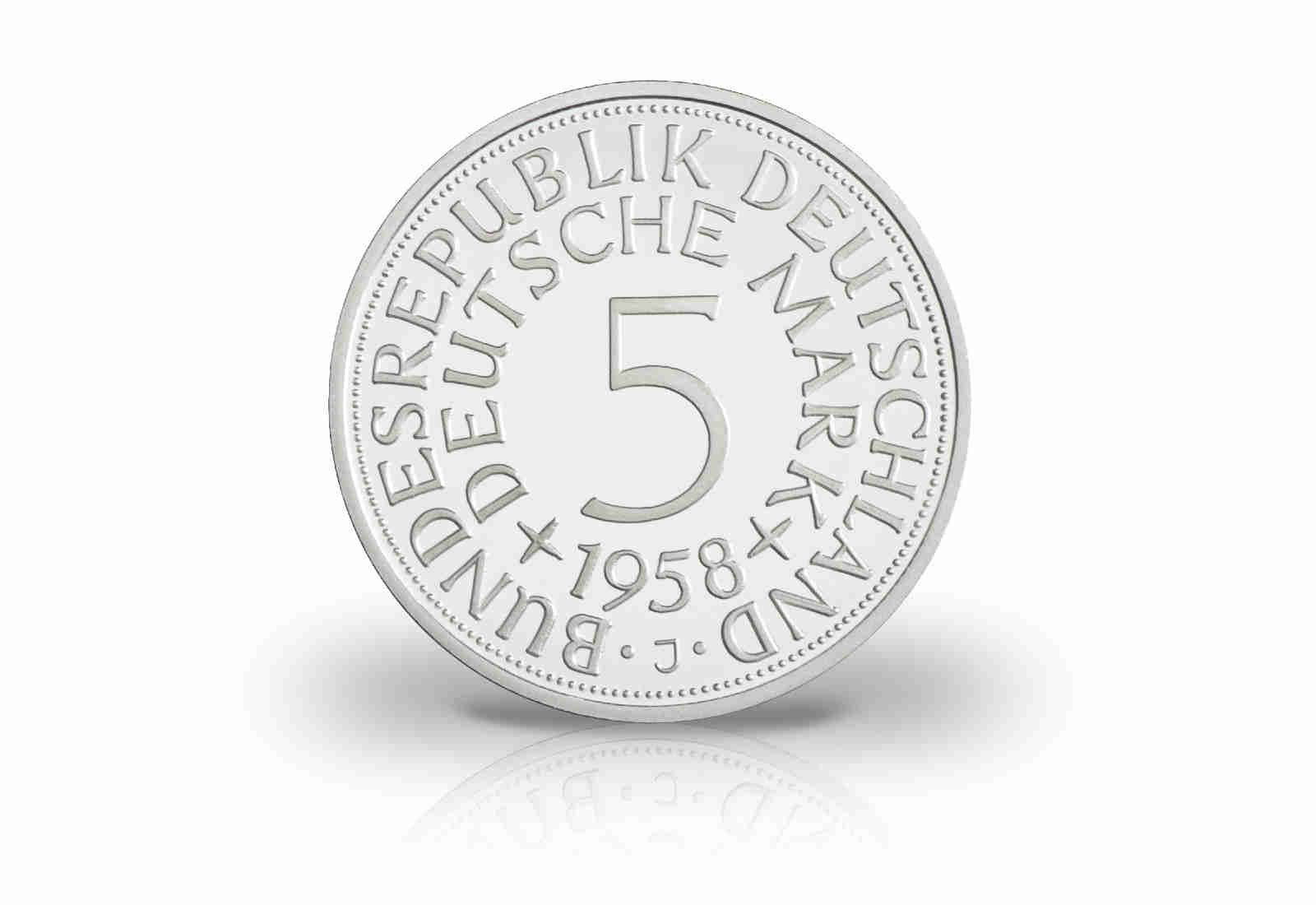 5 DM 1958 J Neuprägung mit Silberauflage