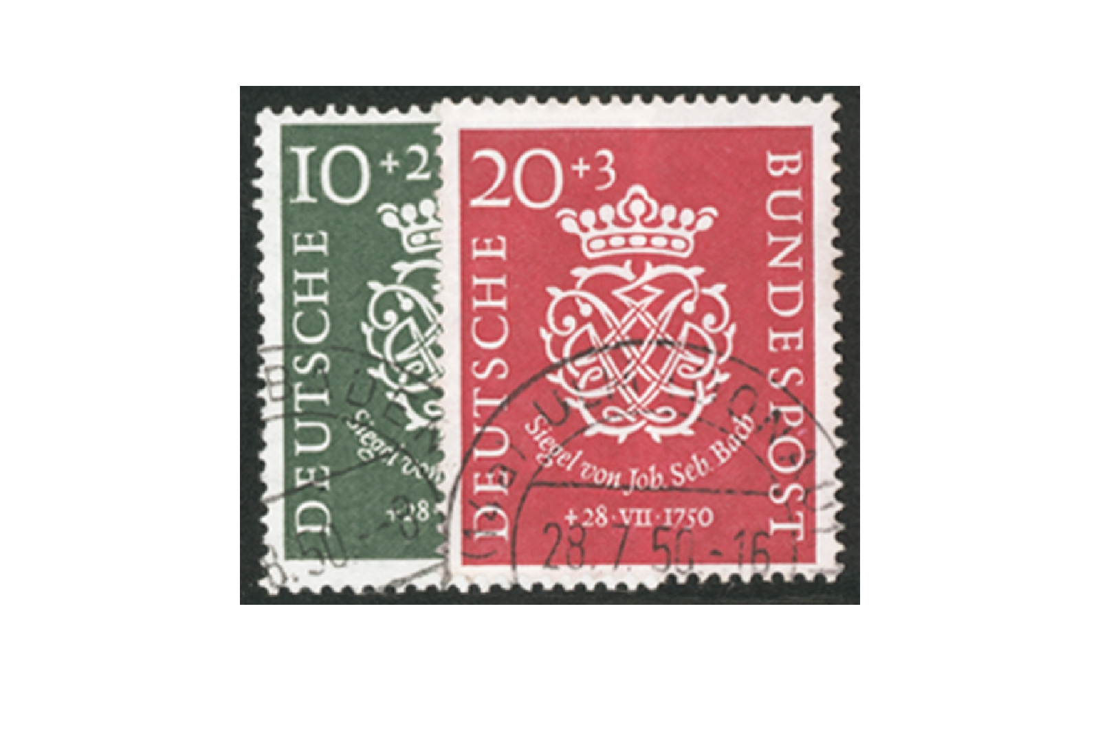 Briefmarken BRD Bachsiegel 1950 Michel-Nr. 121-122 gestempelt