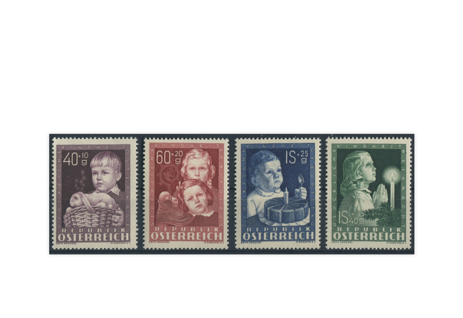 Briefmarken Österreich Kinderfürsorge 1949 Michel-Nr. 929/932 postfrisch