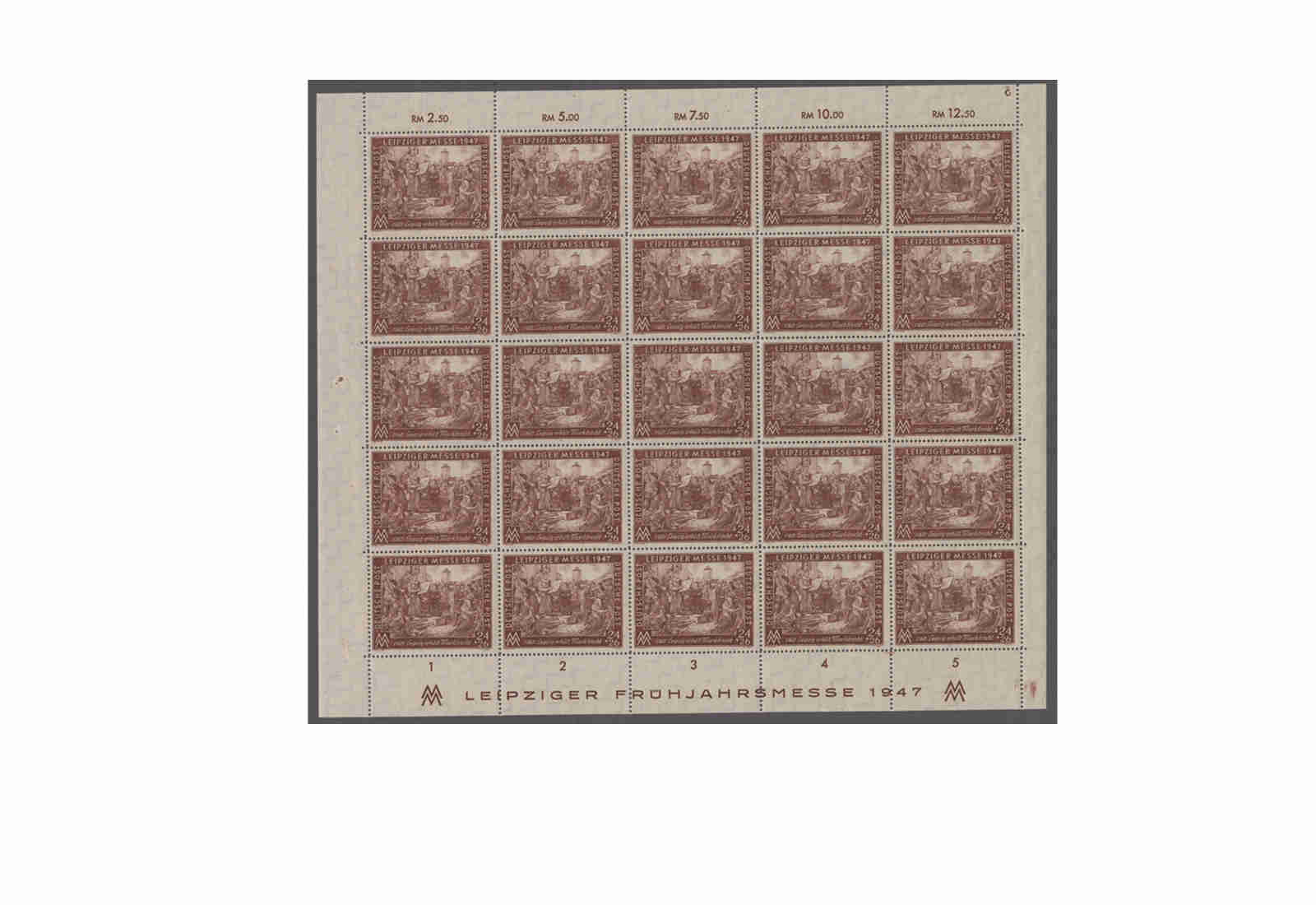 Kontrollrat MiNr.: 941 II B ** Leipziger Messe 1947 im kompletten Bogen