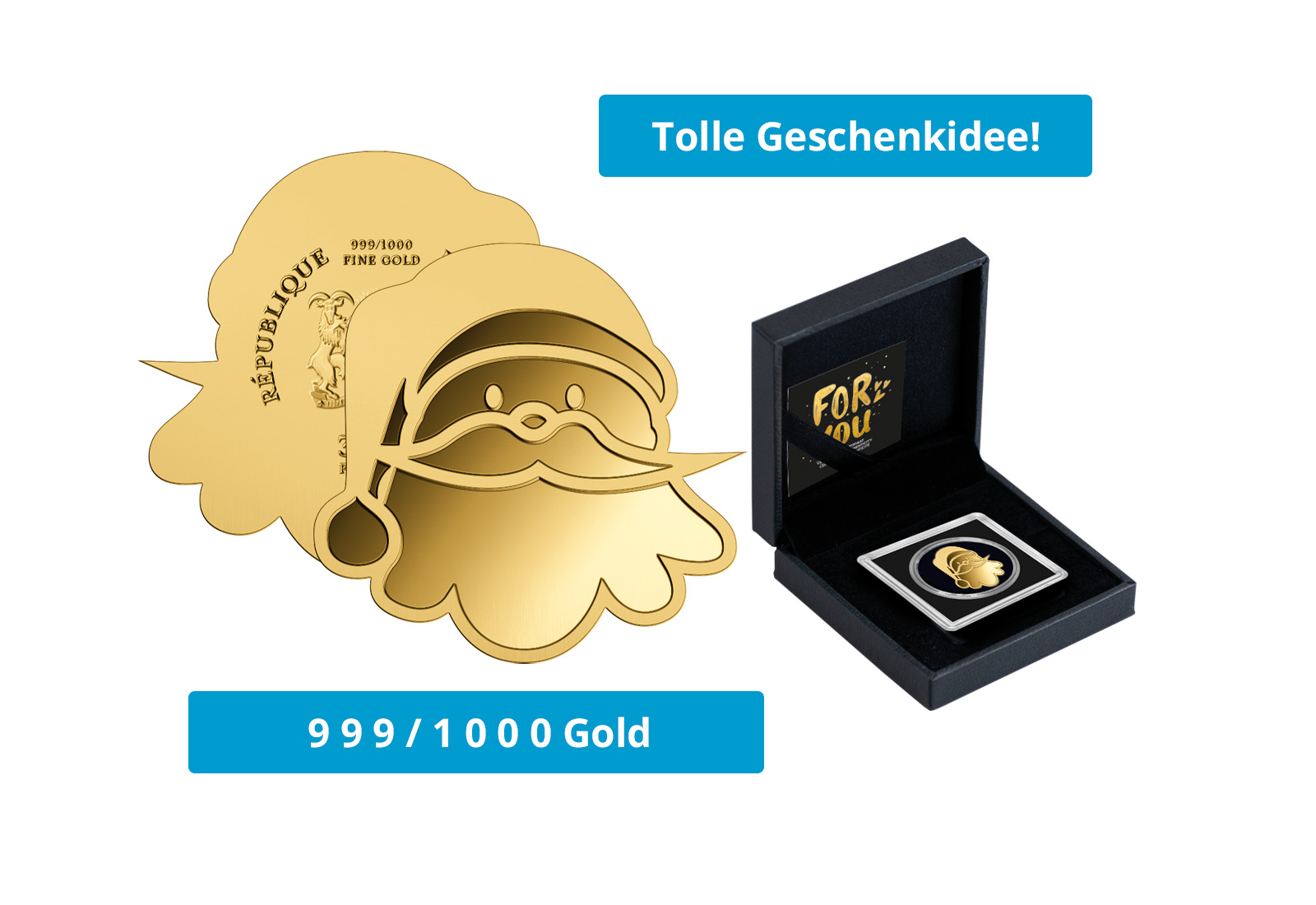 Goldmünze Motiv "Nikolaus" 999/1000 Gold Geschenk