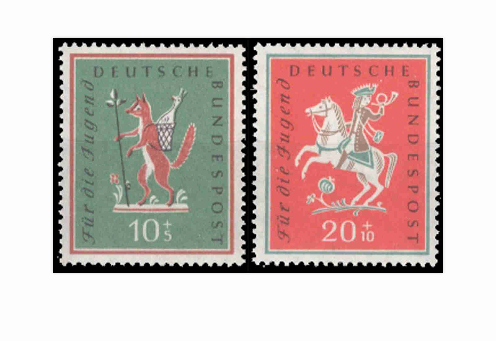 Briefmarken BRD Jugend Volkslieder 1958 Michel-Nr. 286-287 postfrisch