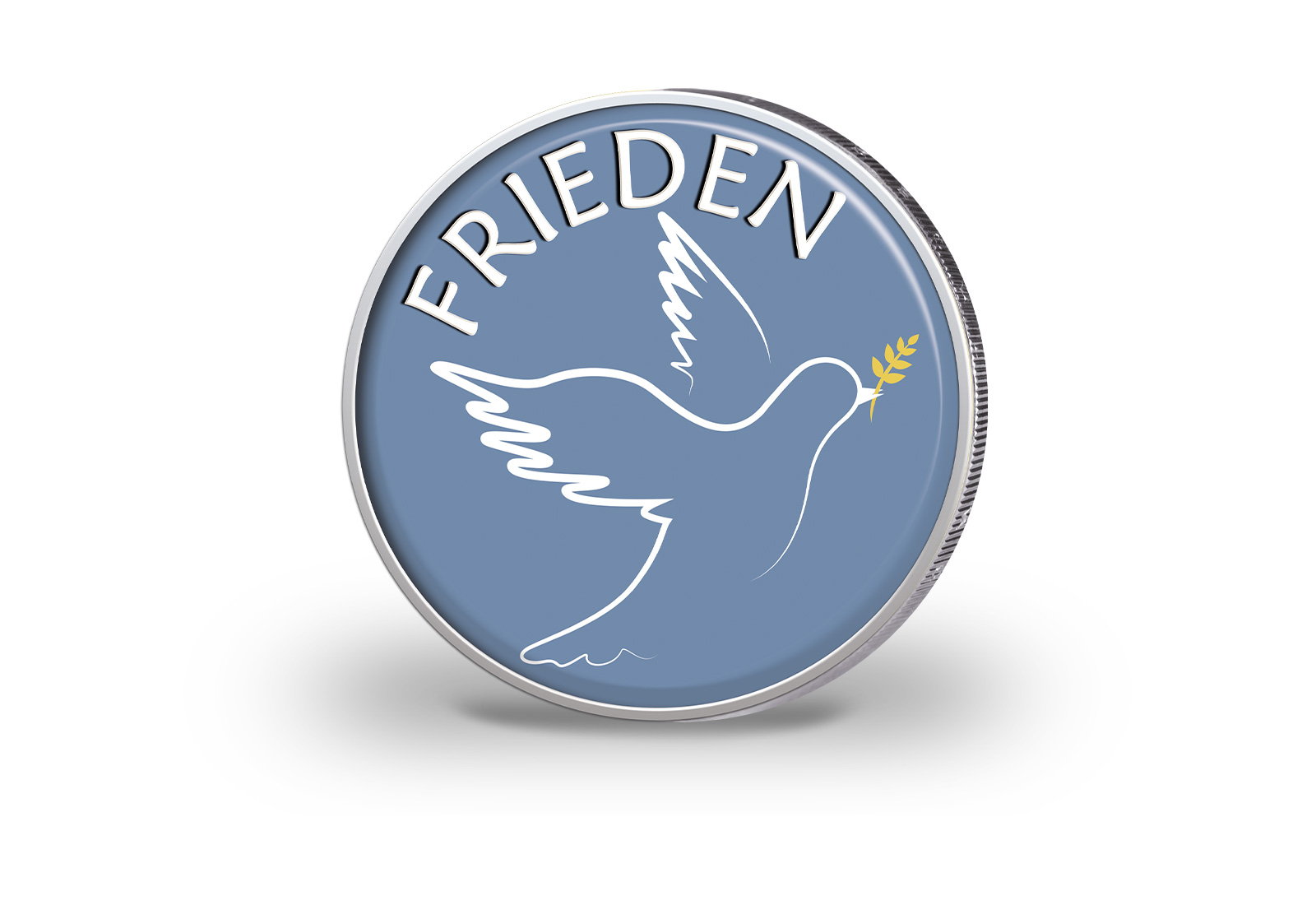 2 Euro vergoldet mit Farbmotiv Frieden Motiv 1