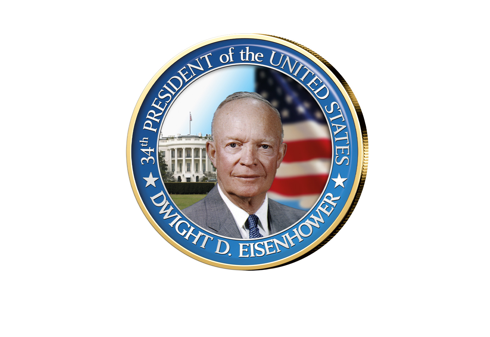 ½ Kennedy-Dollar USA mit Farbapplikation Dwight D. Eisenhower