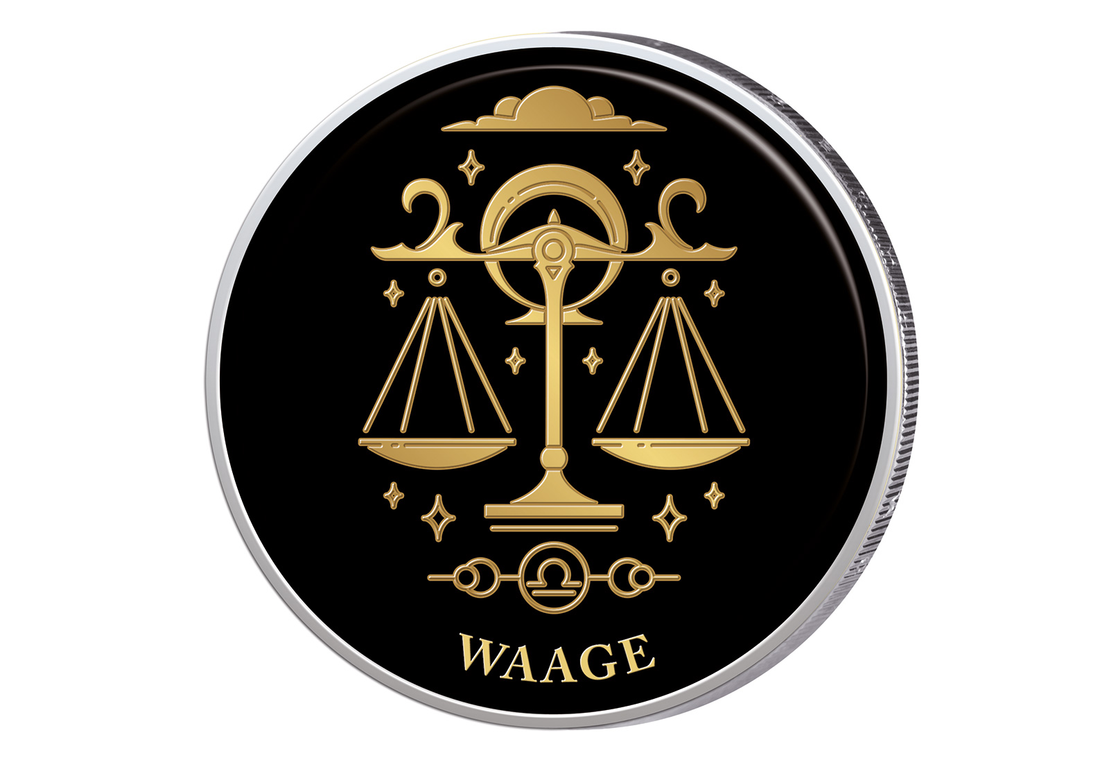 2 Euro mit Farbapplikation Sternzeichen Waage