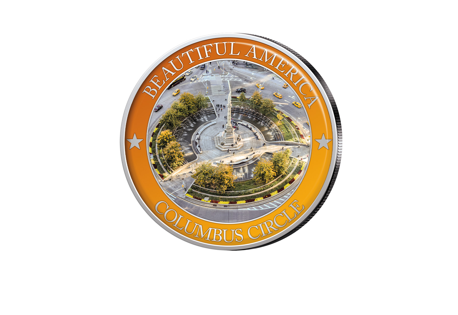 1/2 Dollar USA Columbus Circle - Serie Beautiful America mit Farbapplikation
