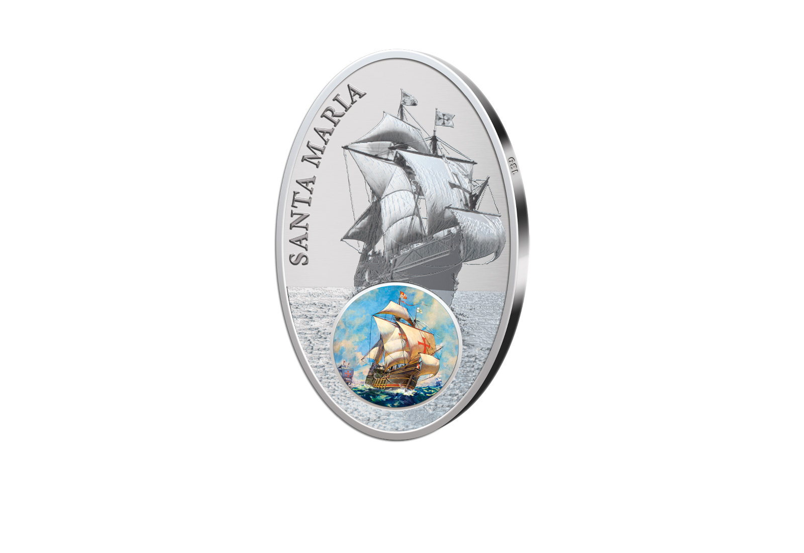 Santa Maria 1000 Francs Silbermünze Benin mit Glasintarsie PP